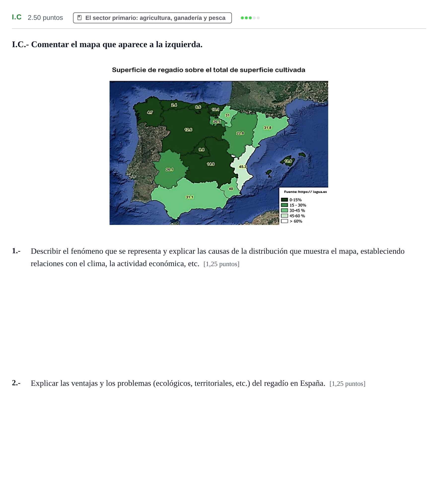 Enunciado: Ejercicio I.C · Geografía PAU Castilla-La Mancha Extraordinaria 2021