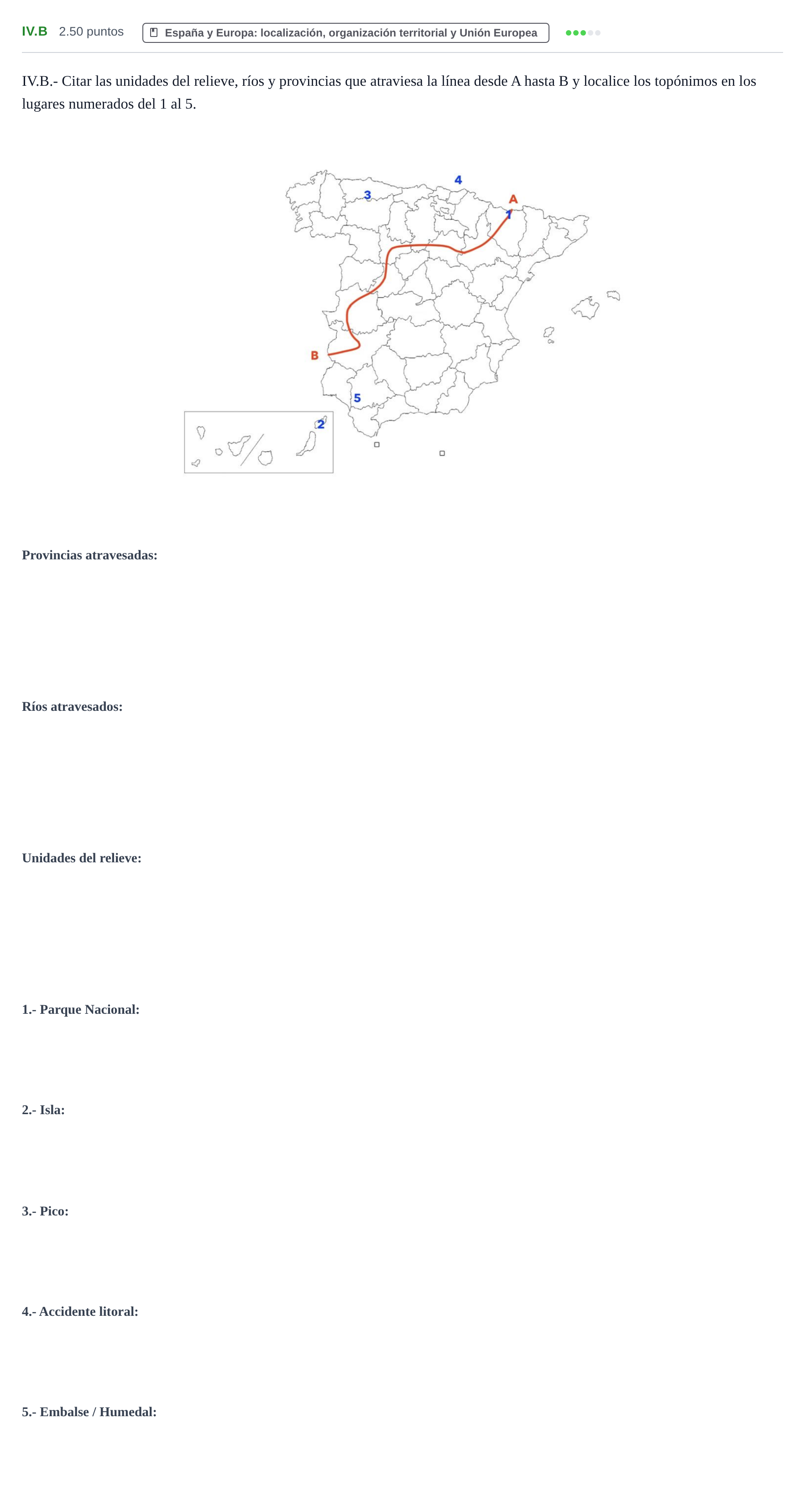 Enunciado: Ejercicio IV.B · Geografía PAU Castilla-La Mancha Extraordinaria 2021