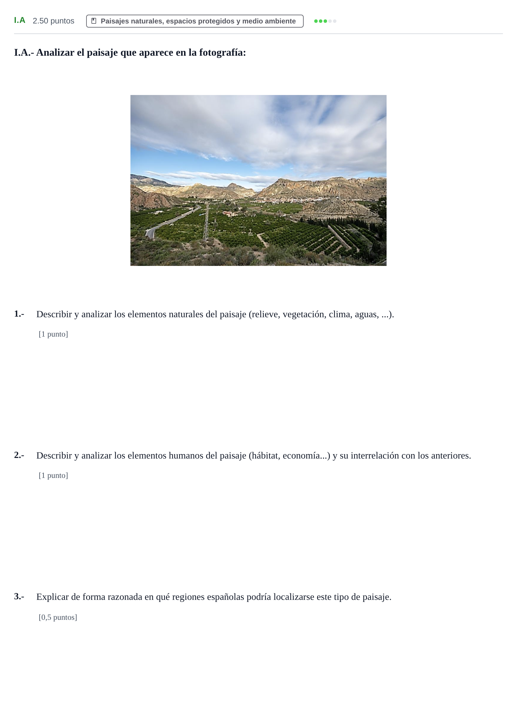 Enunciado: Ejercicio I.A · Geografía PAU Castilla-La Mancha Ordinaria 2021