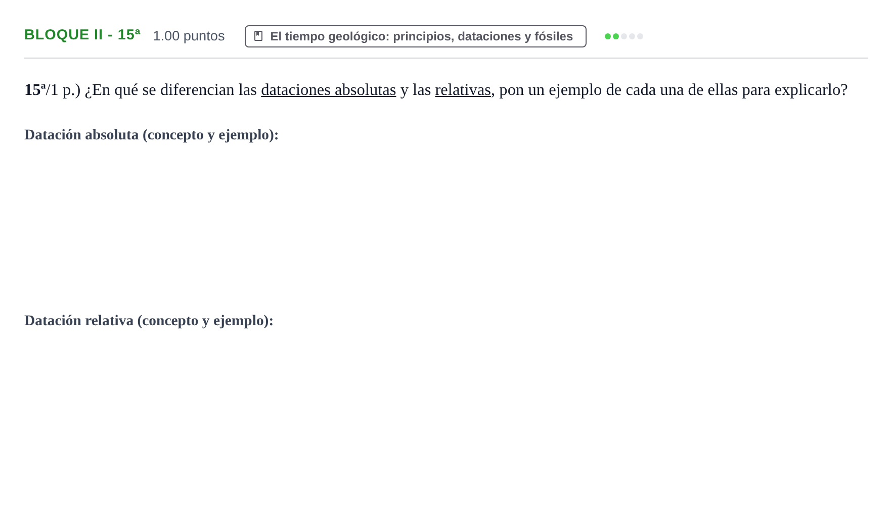 Enunciado: Bloque II - 15ª · Geología y Ciencias Ambientales PAU Castilla-La Mancha Extraordinaria 2021