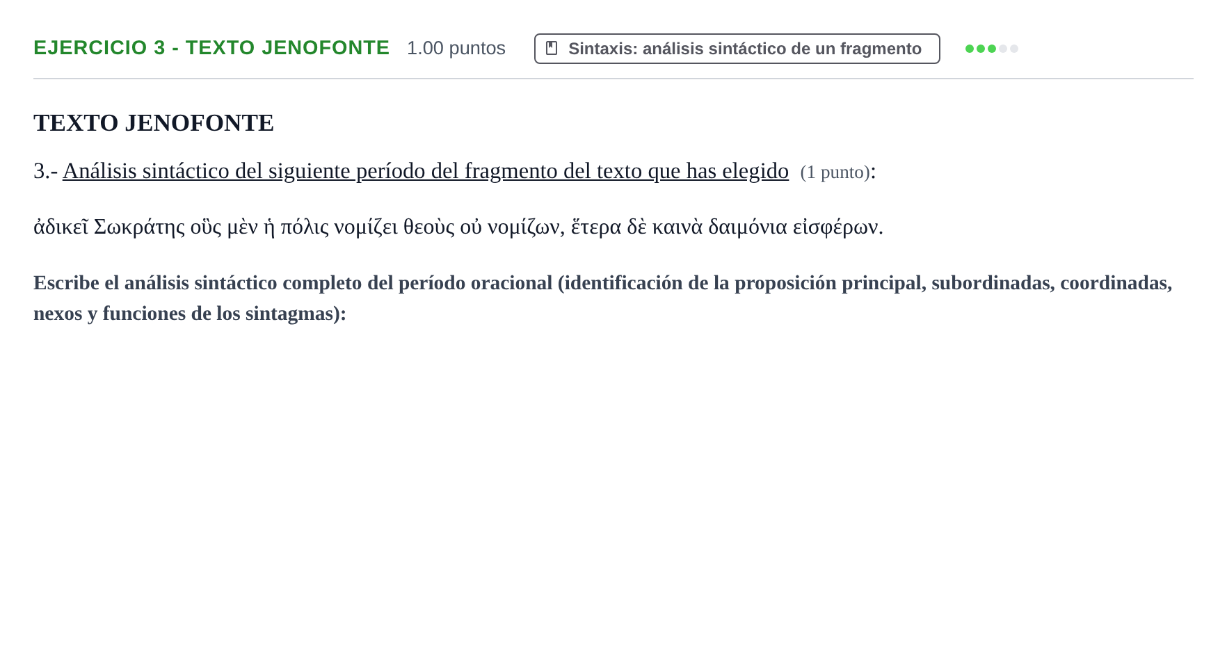 Enunciado: Ejercicio 3 - Texto Jenofonte · Griego II PAU Castilla-La Mancha Extraordinaria 2021