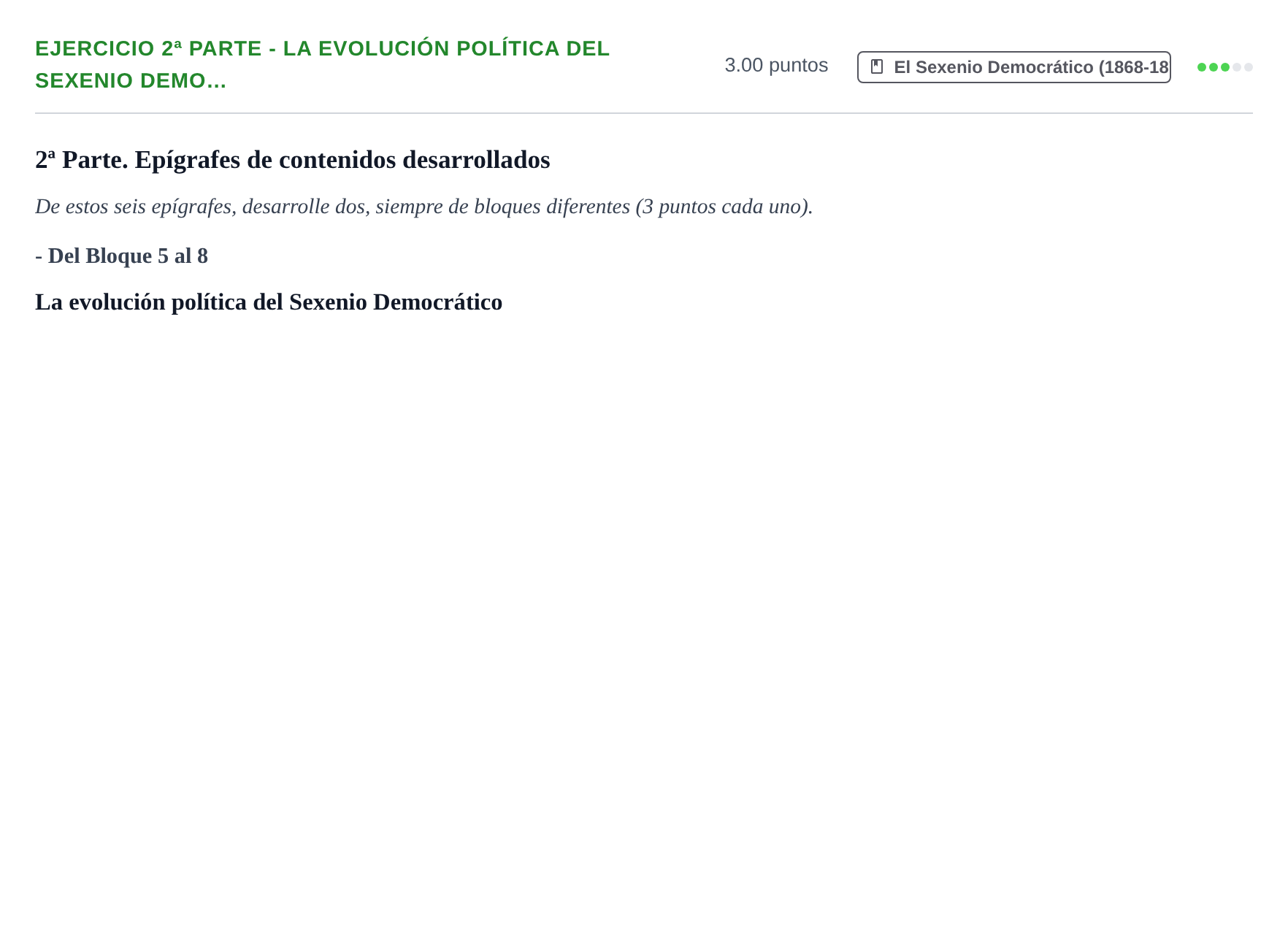 Enunciado: Ejercicio 2ª Parte - La evolución política del Sexenio Demo… · Historia de España PAU Castilla-La Mancha Extraordinaria 2021