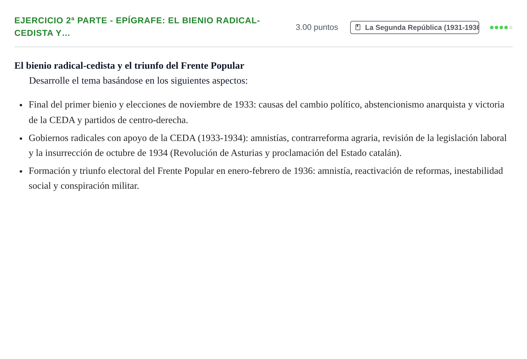 Enunciado: Ejercicio 2ª Parte - Epígrafe: El bienio radical-cedista y… · Historia de España PAU Castilla-La Mancha Ordinaria (Humanidades, CC.SS. y Artes) 2021