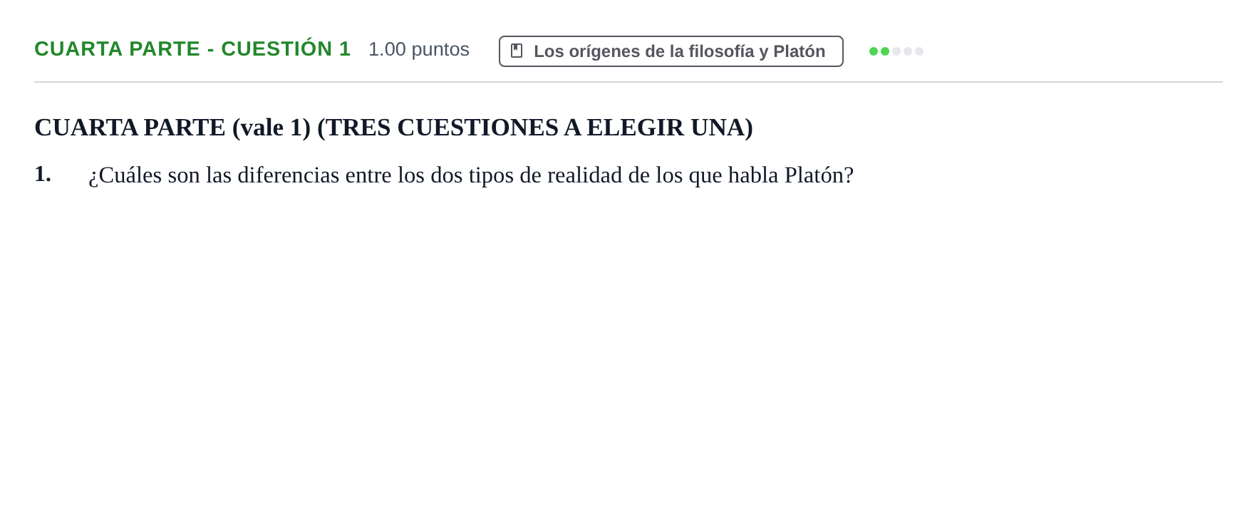 Enunciado: Ejercicio Cuarta parte - Cuestión 1 · Historia de la Filosofía PAU Castilla-La Mancha Extraordinaria 2021