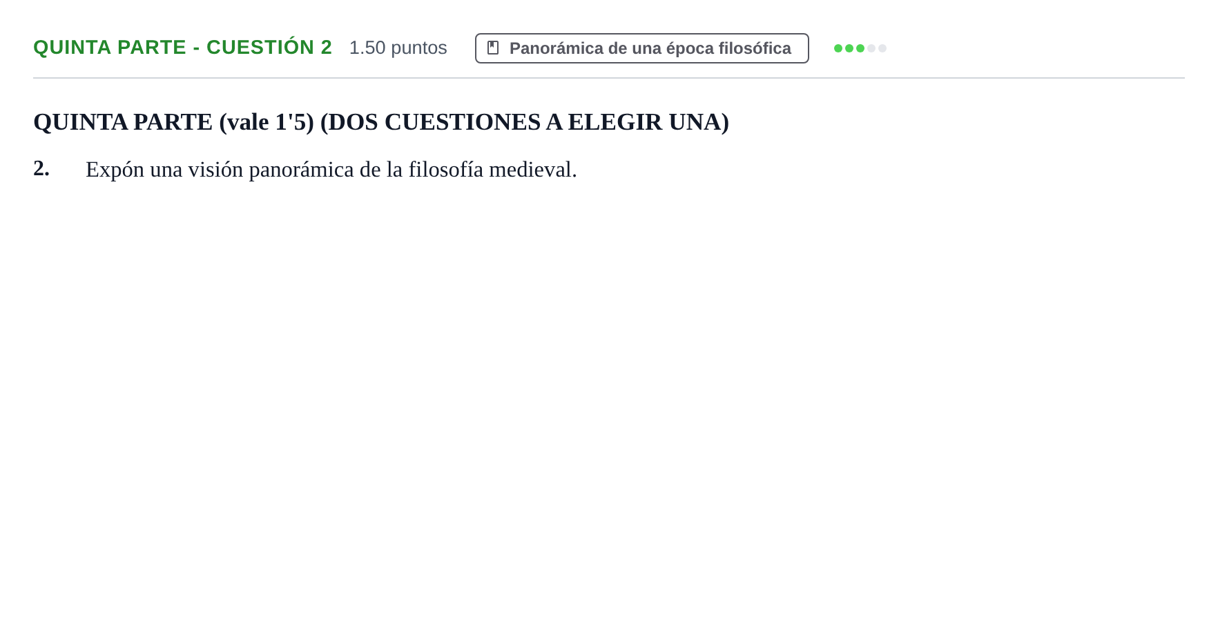 Enunciado: Ejercicio Quinta parte - Cuestión 2 · Historia de la Filosofía PAU Castilla-La Mancha Extraordinaria 2021