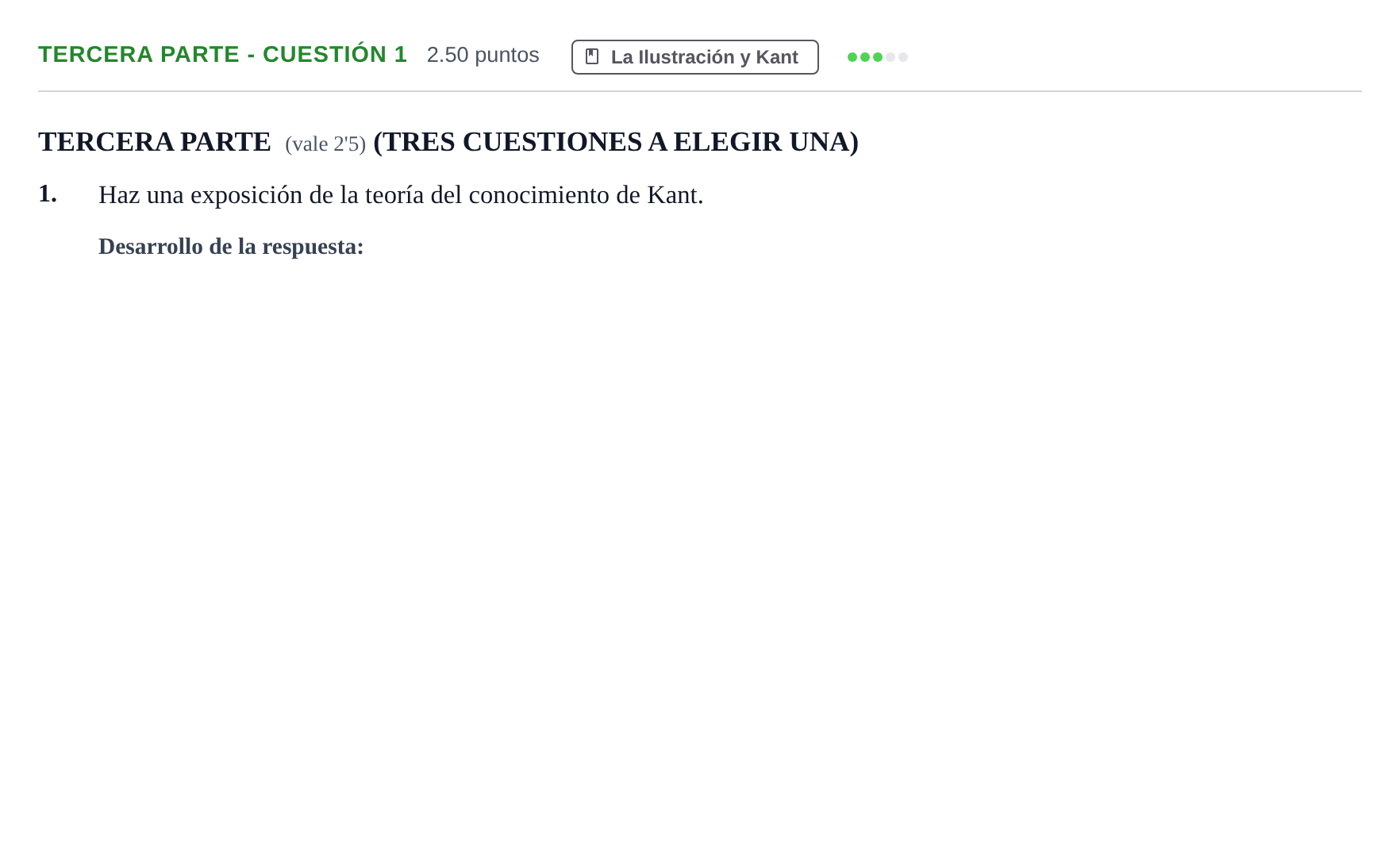 Enunciado: Ejercicio Tercera parte - Cuestión 1 · Historia de la Filosofía PAU Castilla-La Mancha Extraordinaria 2021
