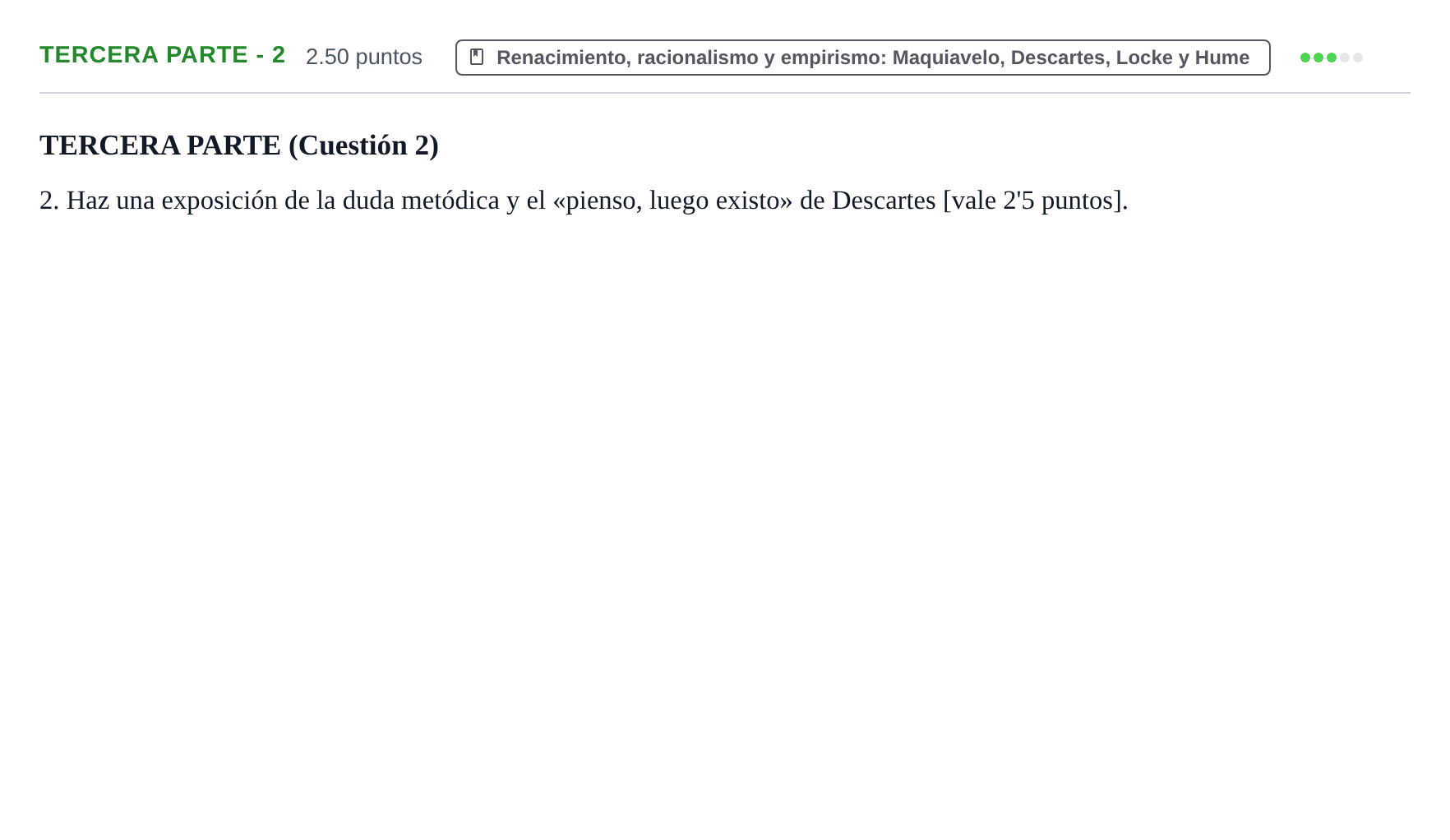 Enunciado: Ejercicio Tercera parte - 2 · Historia de la Filosofía PAU Castilla-La Mancha Ordinaria 2021