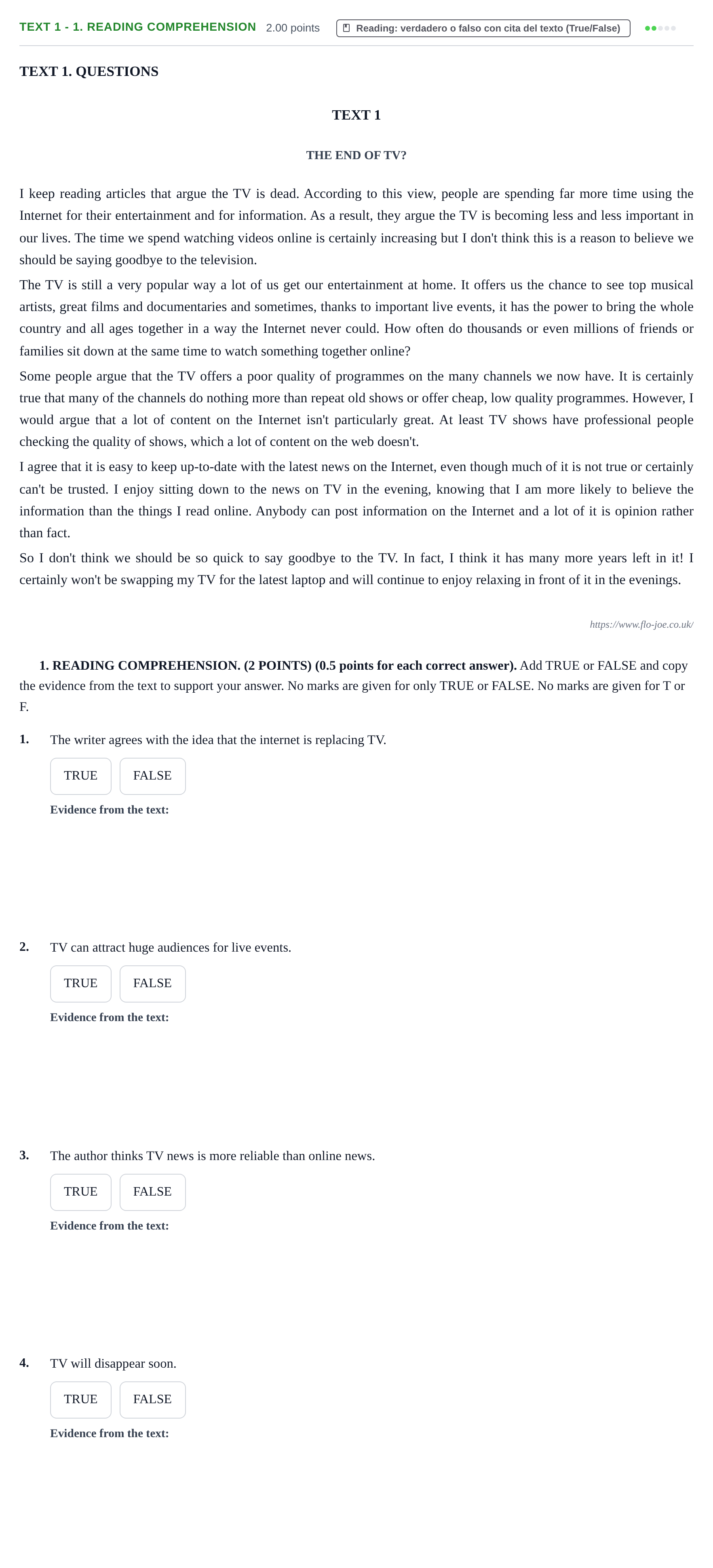 Enunciado: Ejercicio Text 1 - 1. Reading Comprehension · Inglés PAU Castilla-La Mancha Extraordinaria 2021