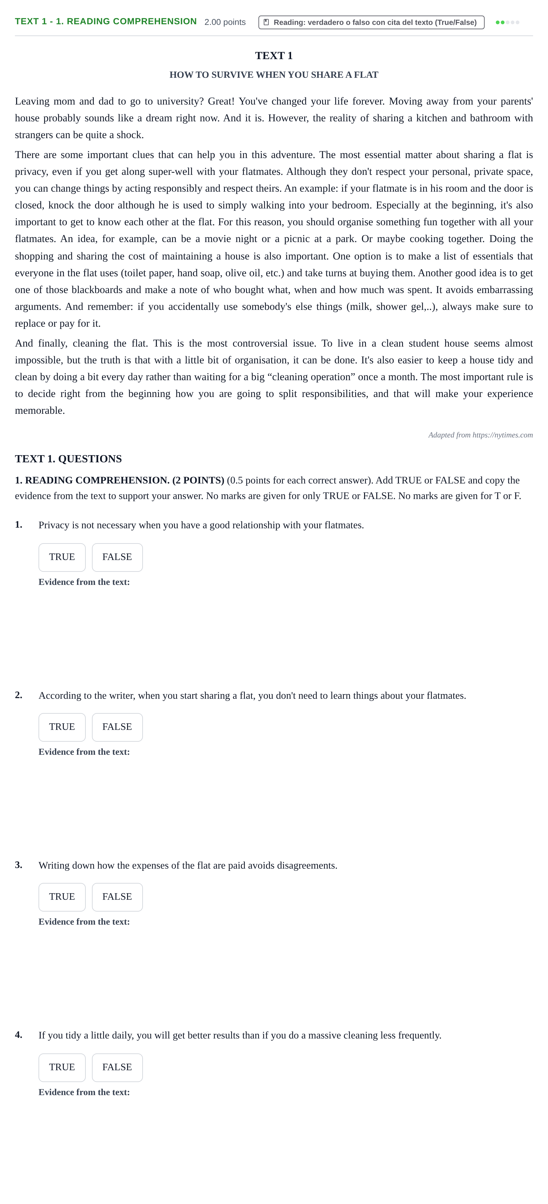 Enunciado: Ejercicio Text 1 - 1. Reading Comprehension · Inglés PAU Castilla-La Mancha Ordinaria (Ciencias) 2021