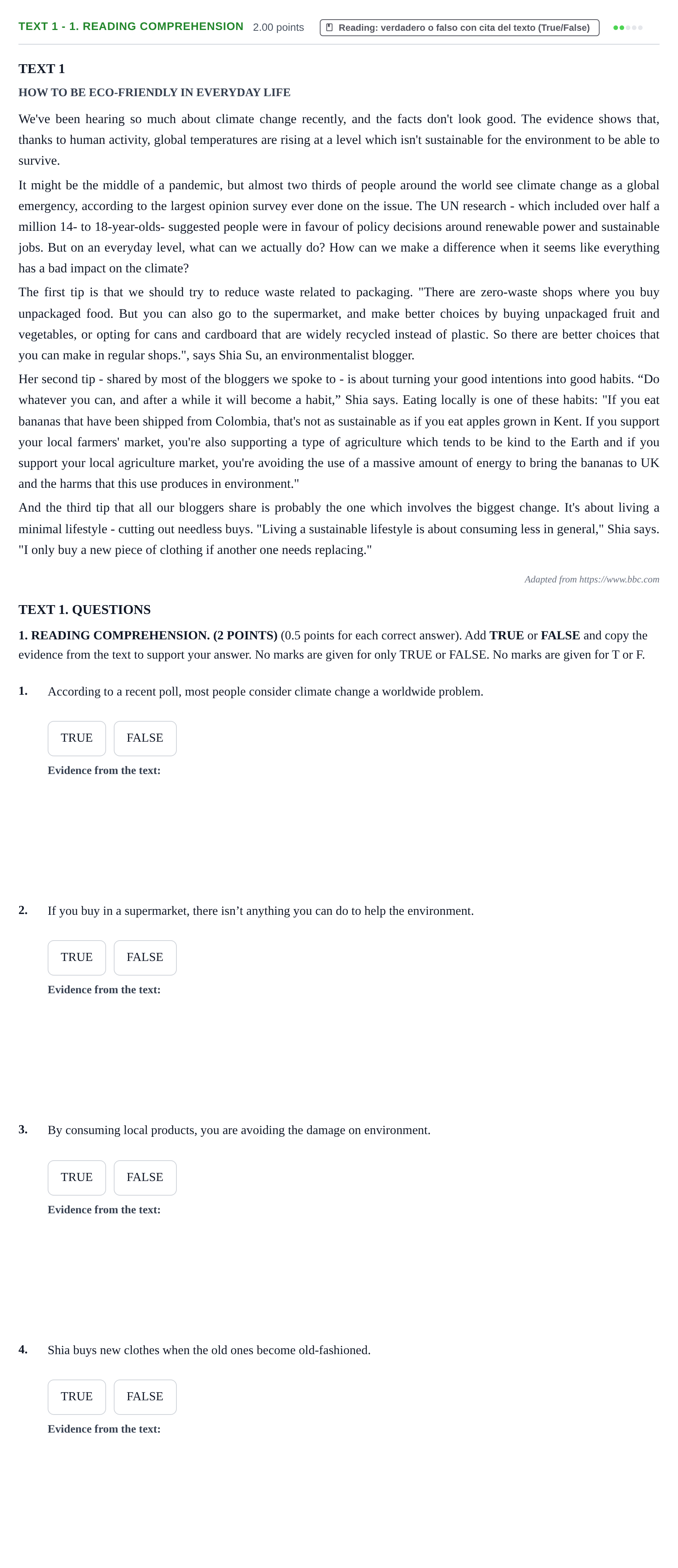 Enunciado: Ejercicio Text 1 - 1. Reading Comprehension · Inglés PAU Castilla-La Mancha Ordinaria (Humanidades, CC.SS. y Artes) 2021
