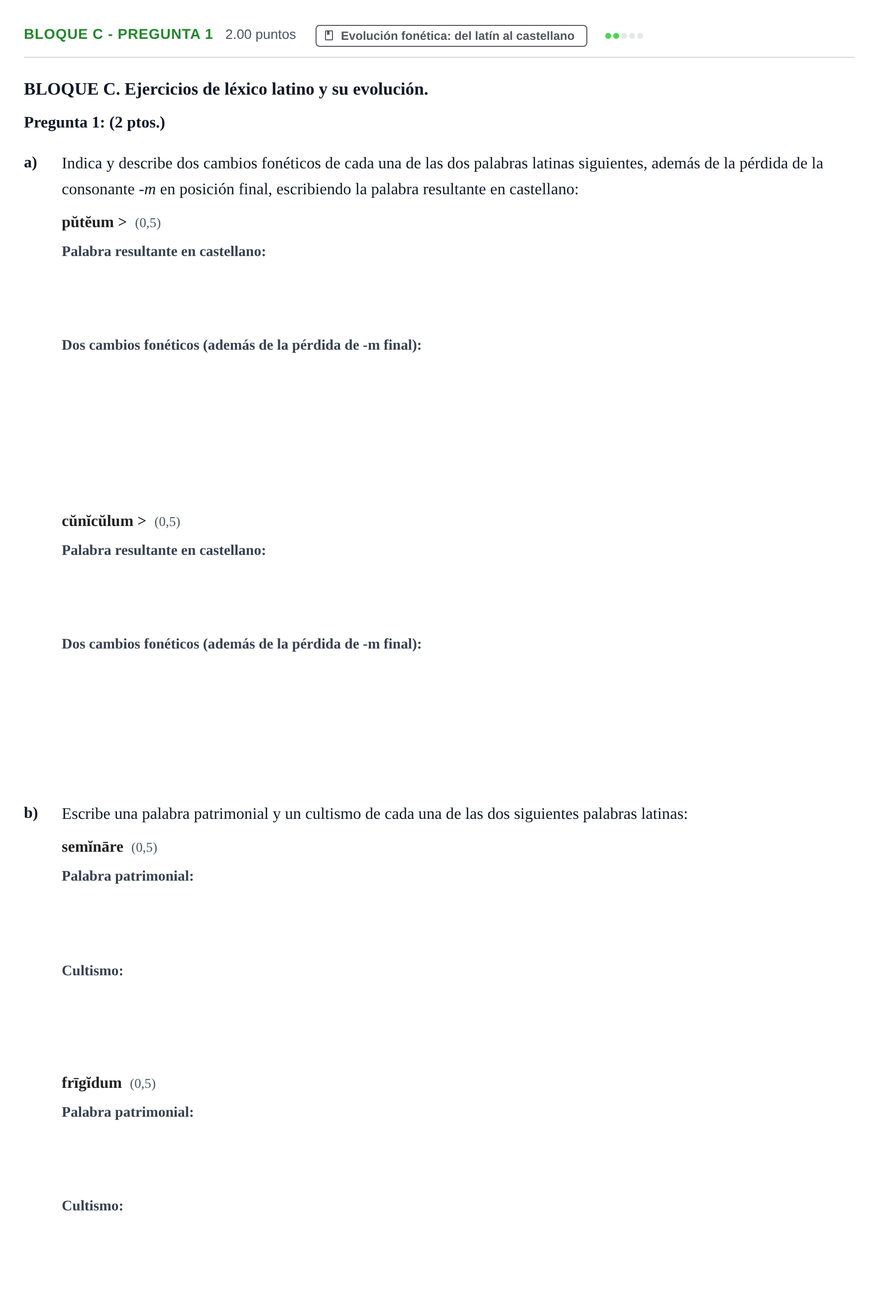 Enunciado: Bloque C - Pregunta 1 · Latín II PAU Castilla-La Mancha Ordinaria 2021