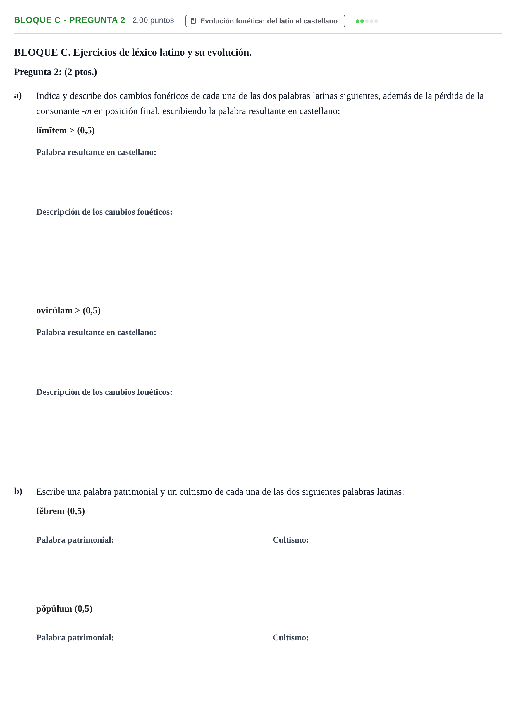 Enunciado: Bloque C - Pregunta 2 · Latín II PAU Castilla-La Mancha Ordinaria 2021