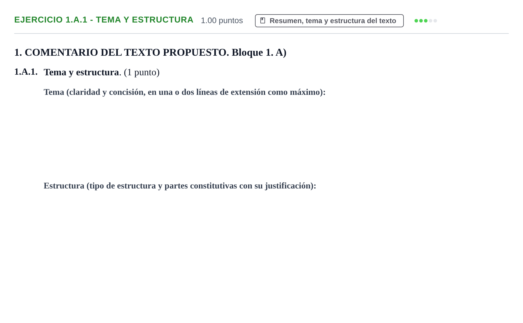 Enunciado: Ejercicio 1.A.1 - Tema y estructura · Lengua Castellana y Literatura II PAU Castilla-La Mancha Extraordinaria 2021