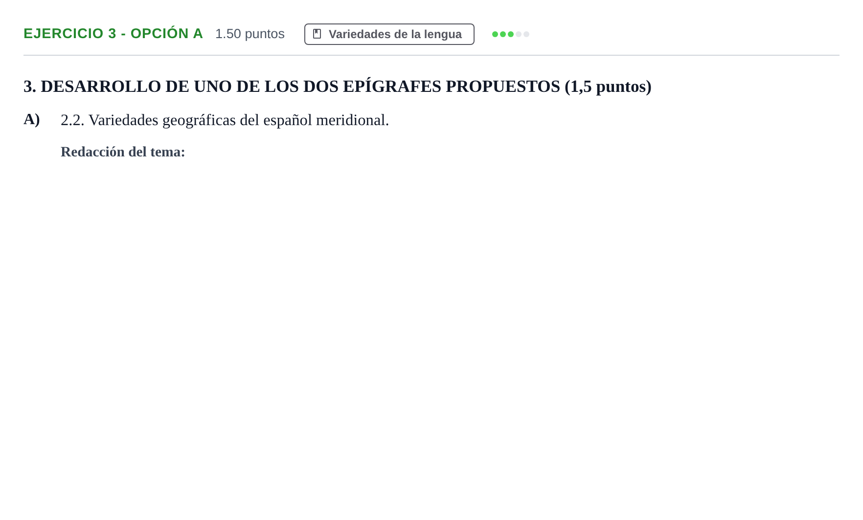 Enunciado: Ejercicio 3 - Opción A · Lengua Castellana y Literatura II PAU Castilla-La Mancha Extraordinaria 2021