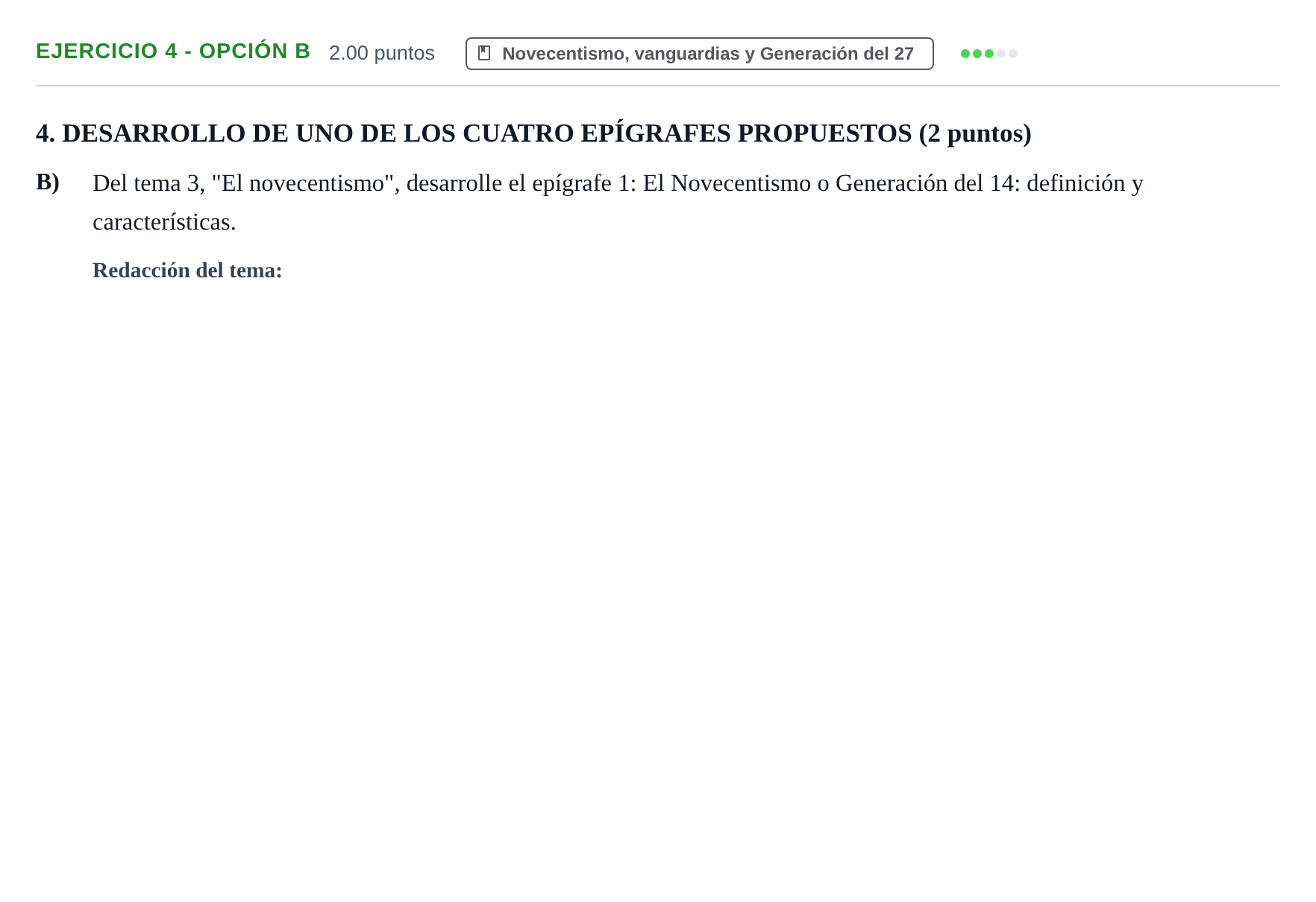 Enunciado: Ejercicio 4 - Opción B · Lengua Castellana y Literatura II PAU Castilla-La Mancha Extraordinaria 2021
