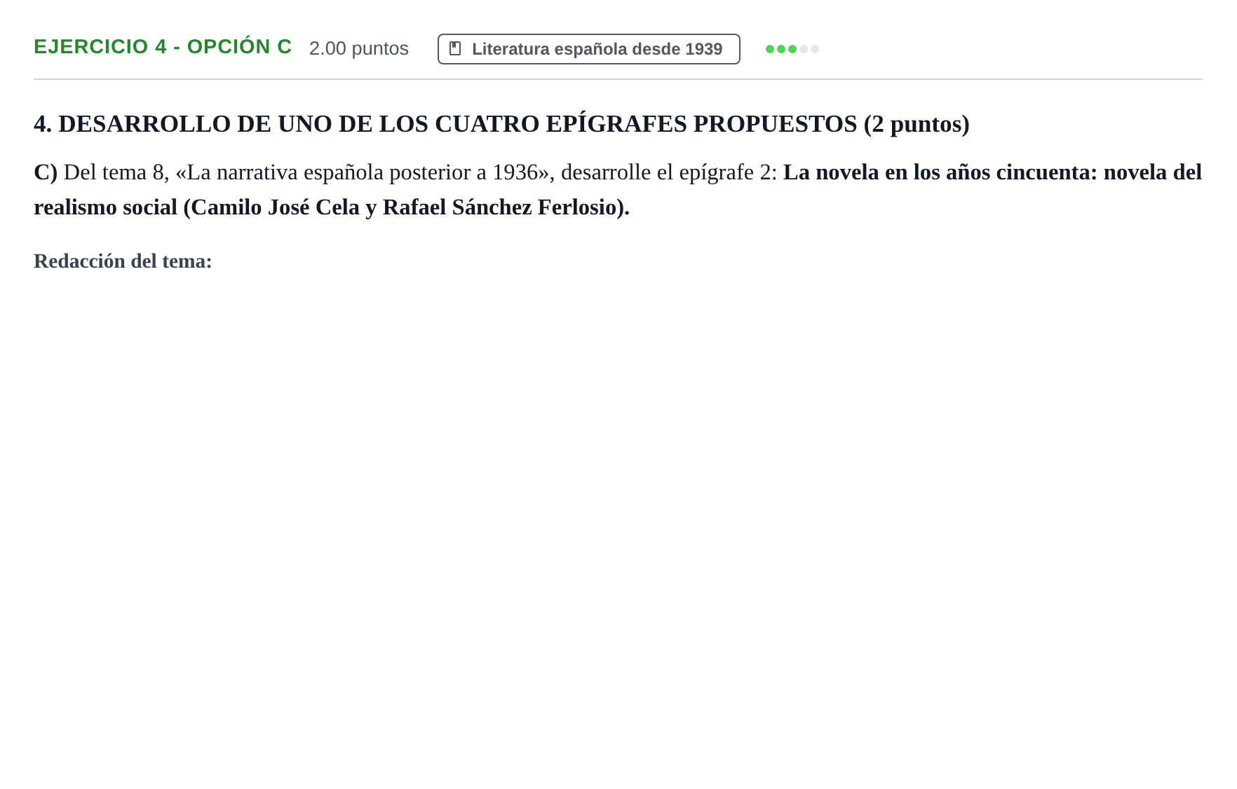 Enunciado: Ejercicio 4 - Opción C · Lengua Castellana y Literatura II PAU Castilla-La Mancha Extraordinaria 2021