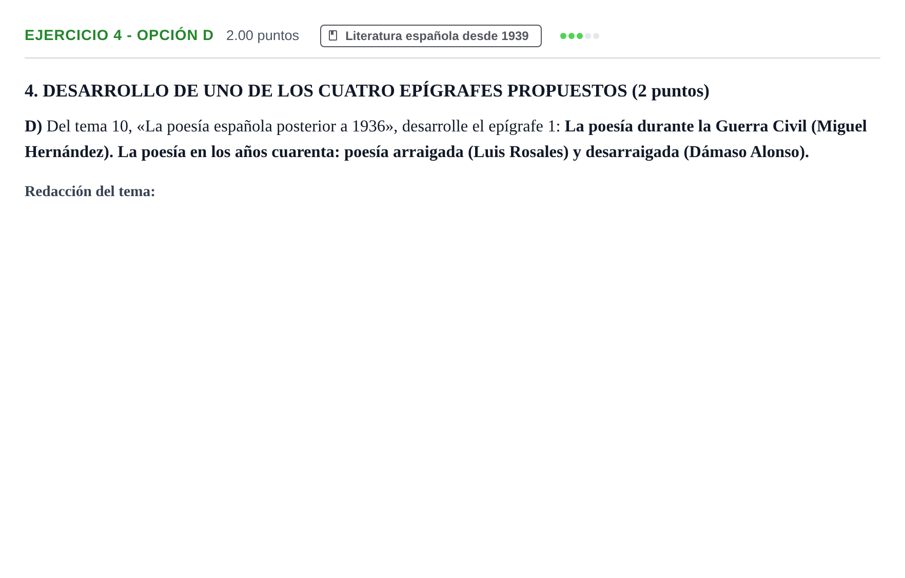 Enunciado: Ejercicio 4 - Opción D · Lengua Castellana y Literatura II PAU Castilla-La Mancha Extraordinaria 2021