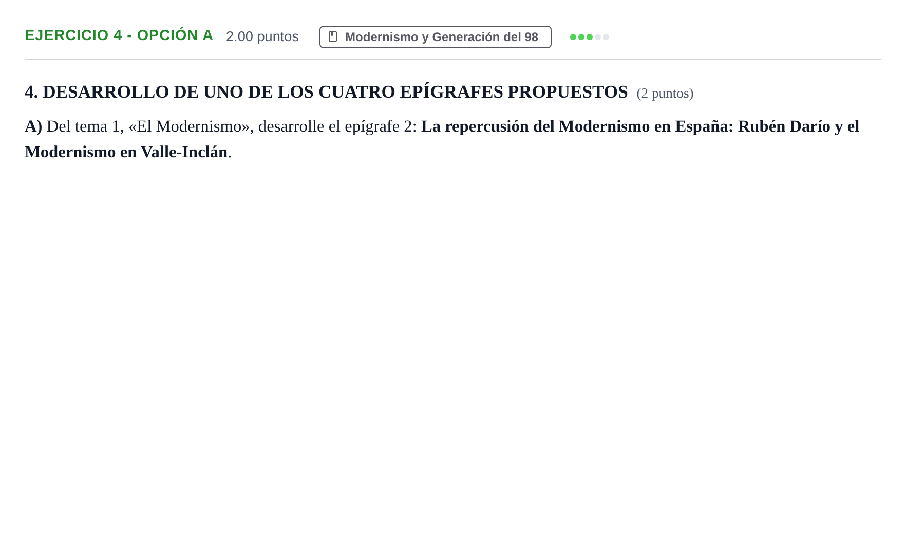 Enunciado: Ejercicio 4 - Opción A · Lengua Castellana y Literatura II PAU Castilla-La Mancha Ordinaria (Ciencias) 2021