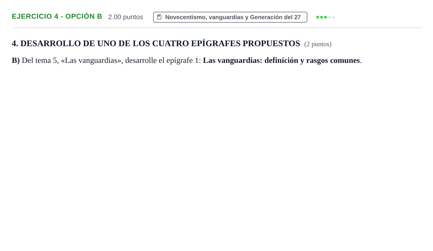 Enunciado: Ejercicio 4 - Opción B · Lengua Castellana y Literatura II PAU Castilla-La Mancha Ordinaria (Ciencias) 2021