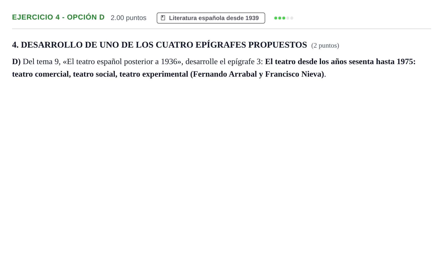Enunciado: Ejercicio 4 - Opción D · Lengua Castellana y Literatura II PAU Castilla-La Mancha Ordinaria (Ciencias) 2021