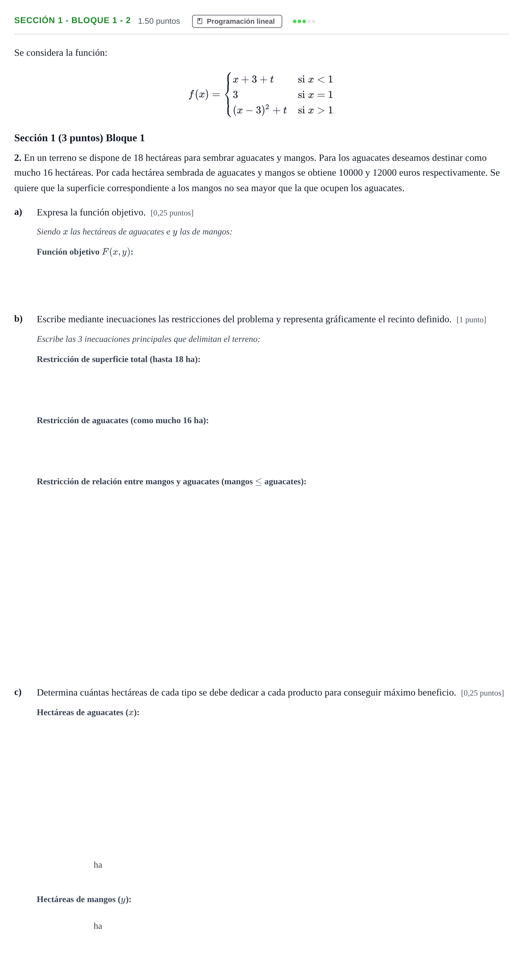 Enunciado: Ejercicio Sección 1 - Bloque 1 - 2 · Matemáticas aplicadas a las Ciencias Sociales II PAU Castilla-La Mancha Extraordinaria 2021