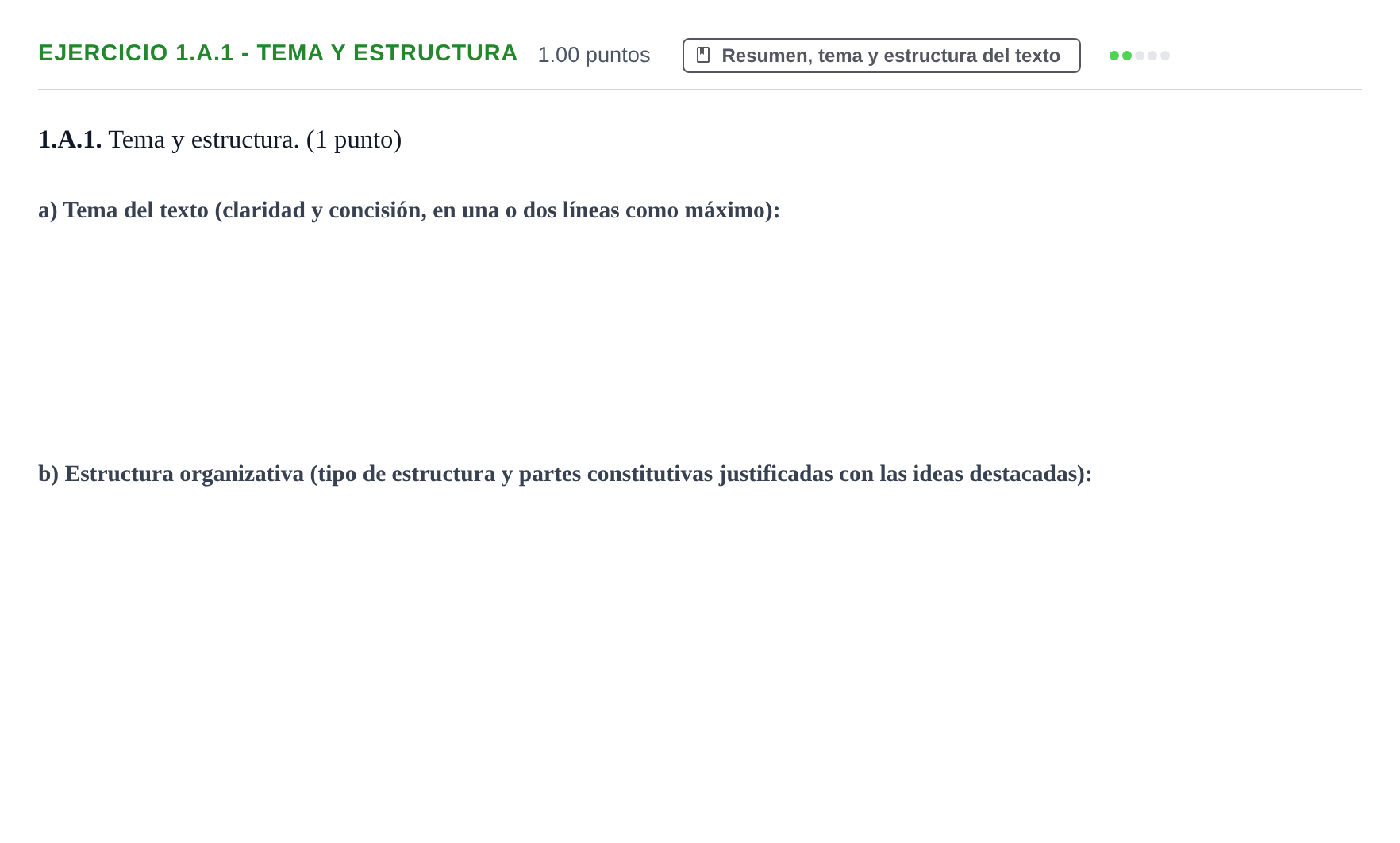 Enunciado: Ejercicio 1.A.1 - Tema y estructura · Lengua Castellana y Literatura II PAU Castilla-La Mancha Ordinaria (Humanidades, CC.SS. y Artes) 2021