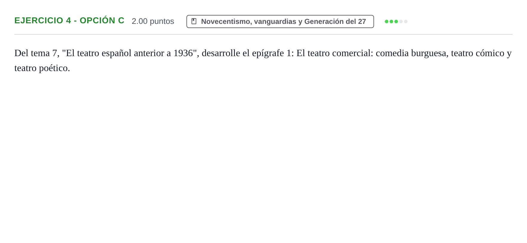 Enunciado: Ejercicio 4 - Opción C · Lengua Castellana y Literatura II PAU Castilla-La Mancha Ordinaria (Humanidades, CC.SS. y Artes) 2021
