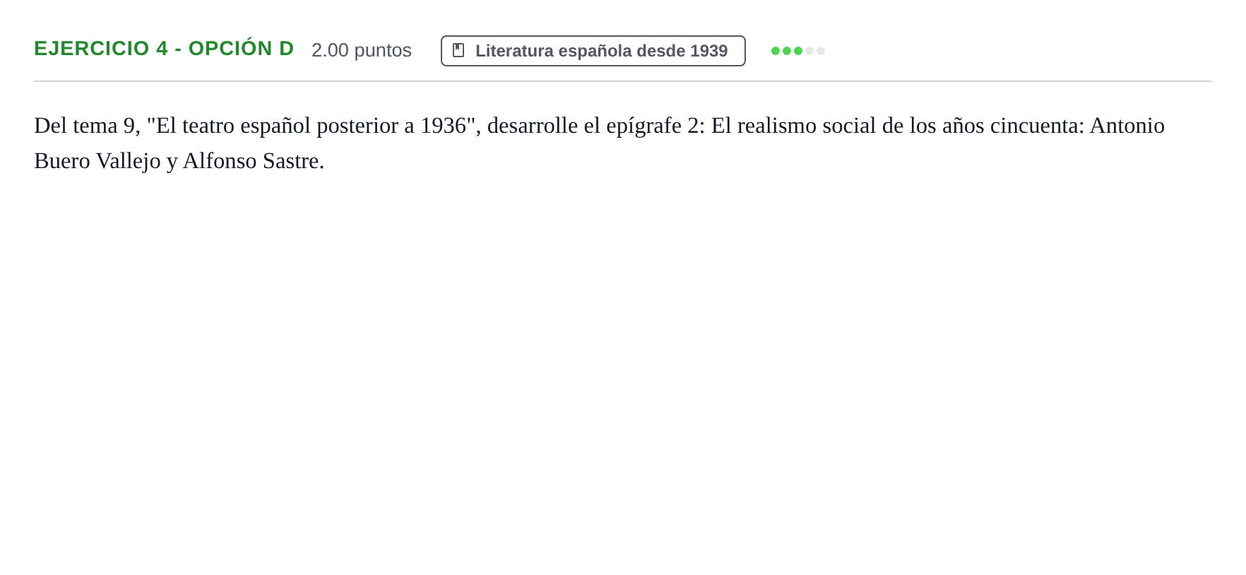 Enunciado: Ejercicio 4 - Opción D · Lengua Castellana y Literatura II PAU Castilla-La Mancha Ordinaria (Humanidades, CC.SS. y Artes) 2021
