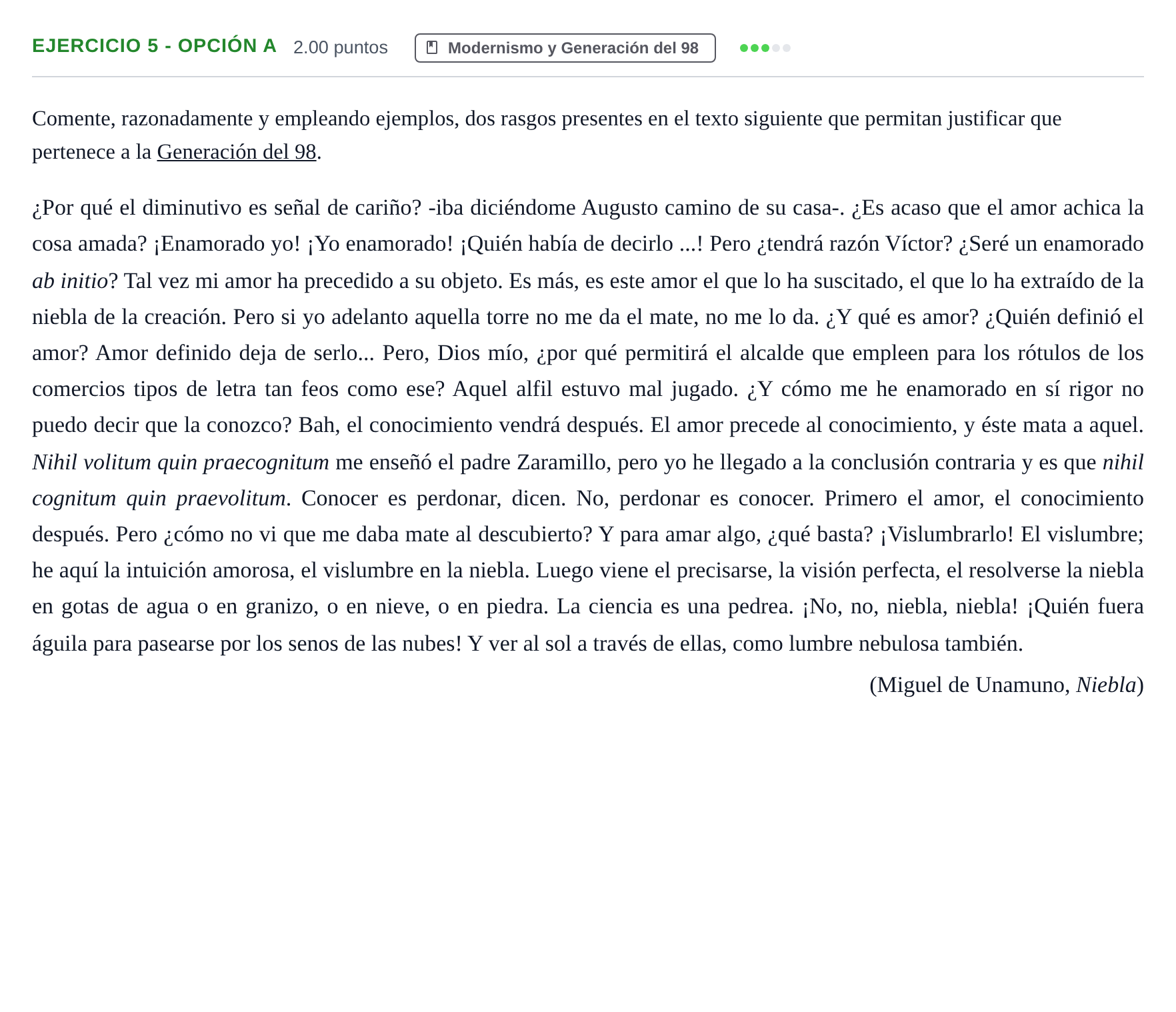 Enunciado: Ejercicio 5 - Opción A · Lengua Castellana y Literatura II PAU Castilla-La Mancha Ordinaria (Humanidades, CC.SS. y Artes) 2021