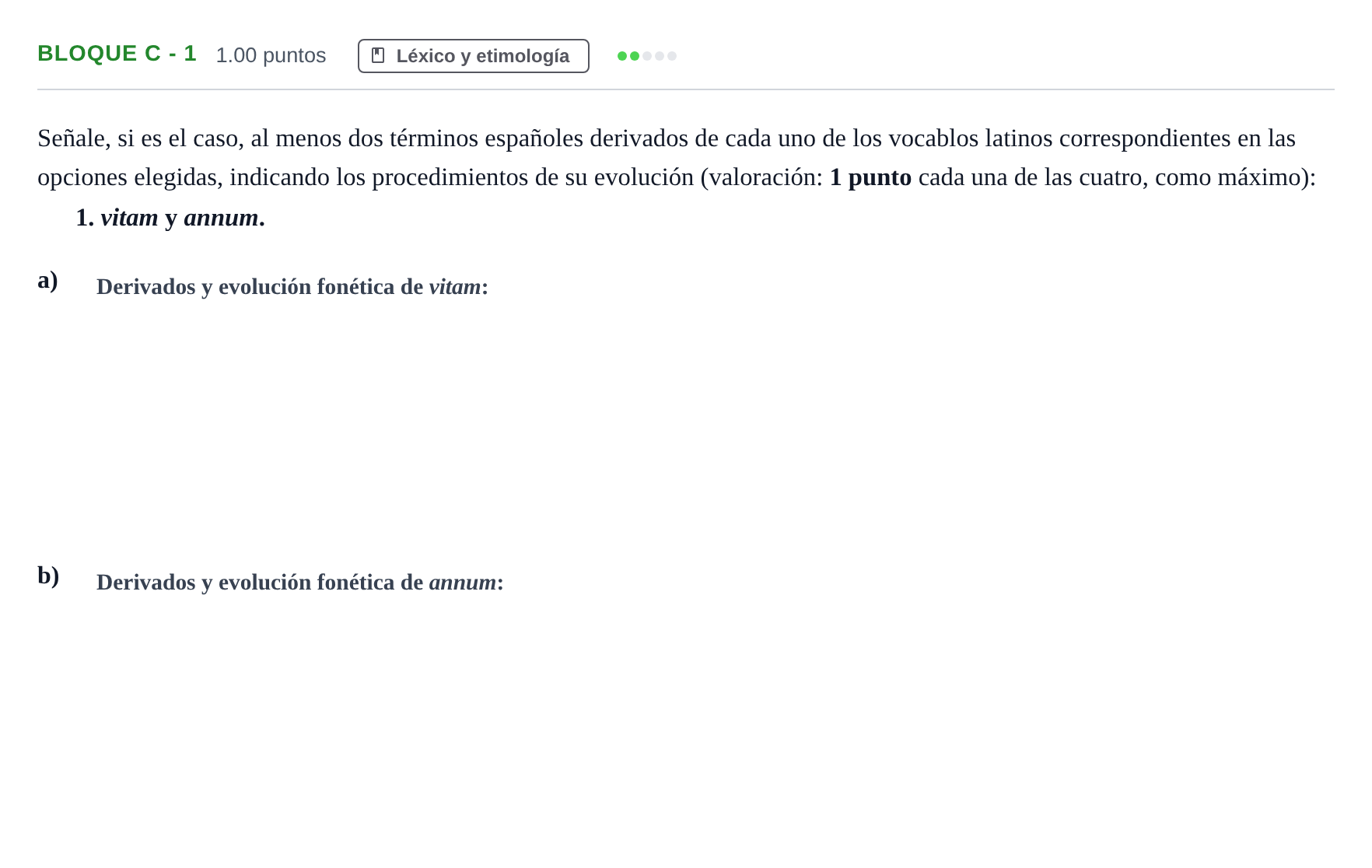 Enunciado: Bloque C - 1 · Latín II PAU Andalucía Extraordinaria Reserva 2024