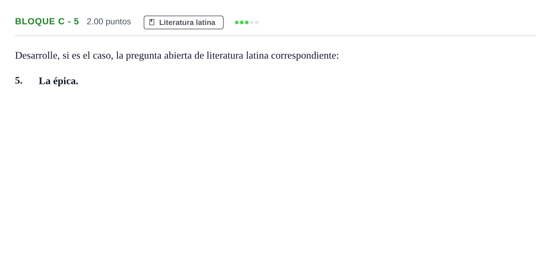 Enunciado: Bloque C - 5 · Latín II PAU Andalucía Extraordinaria Reserva 2024