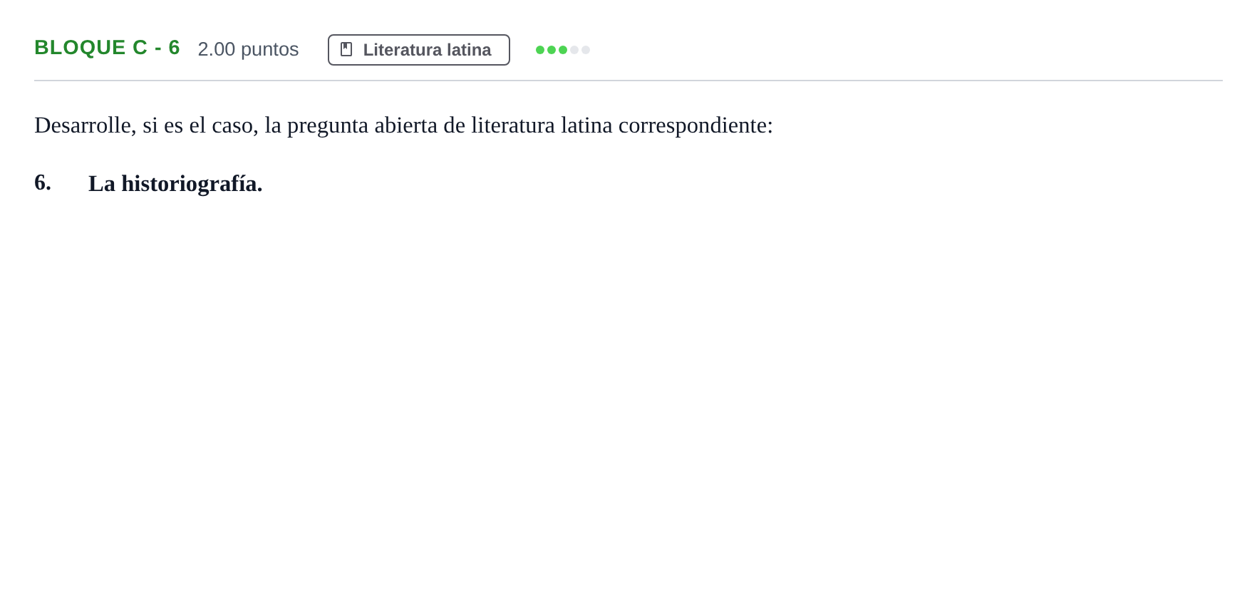 Enunciado: Bloque C - 6 · Latín II PAU Andalucía Extraordinaria Reserva 2024