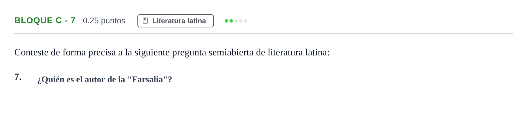 Enunciado: Bloque C - 7 · Latín II PAU Andalucía Extraordinaria Reserva 2024