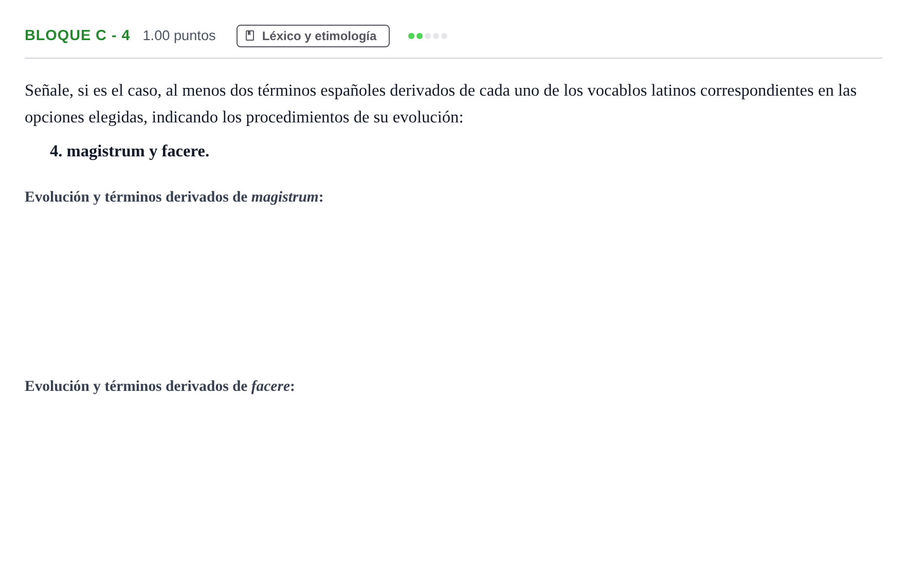 Enunciado: Bloque C - 4 · Latín II PAU Andalucía Extraordinaria Suplente 2024