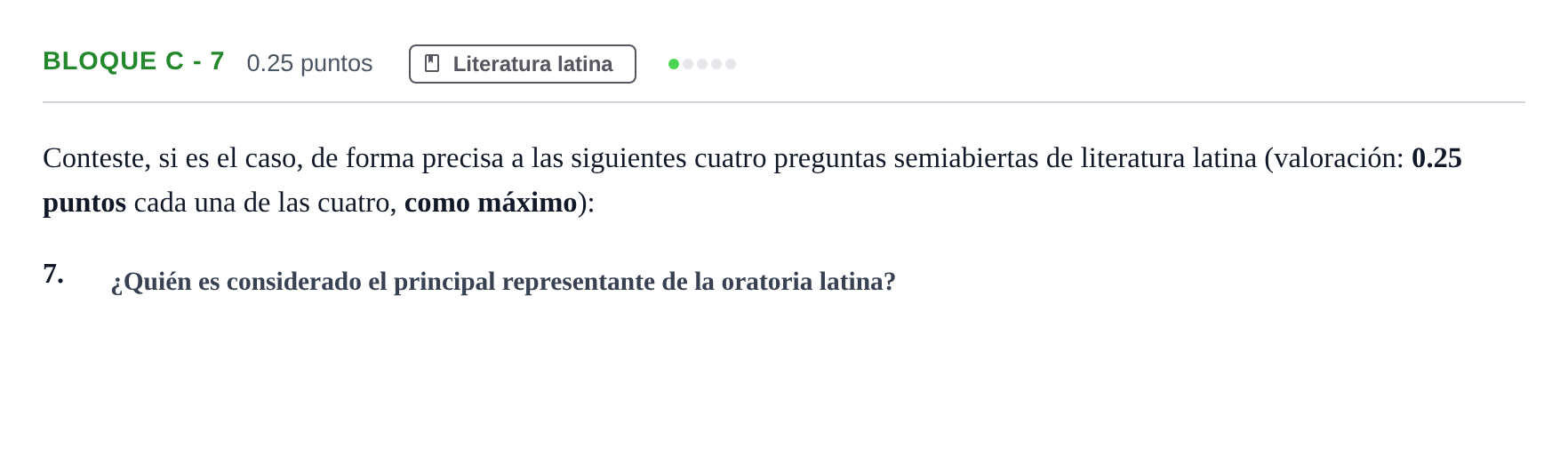 Enunciado: Bloque C - 7 · Latín II PAU Andalucía Extraordinaria Suplente 2024