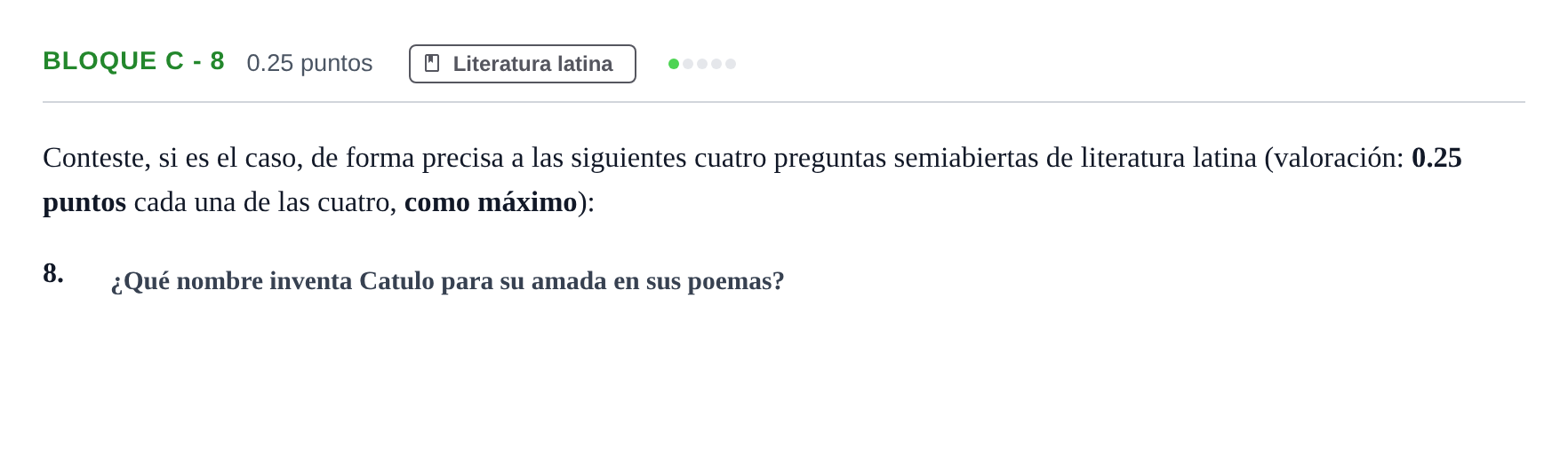 Enunciado: Bloque C - 8 · Latín II PAU Andalucía Extraordinaria Suplente 2024