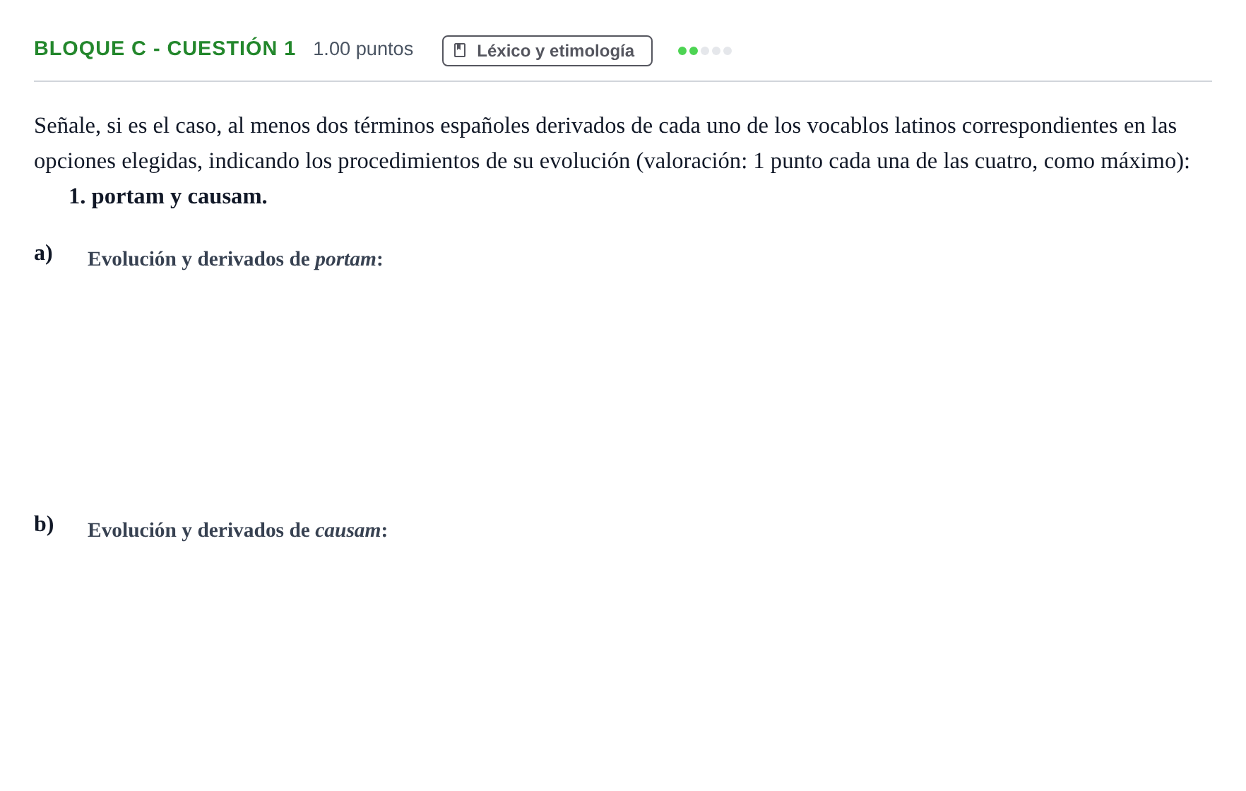Enunciado: Bloque C - Cuestión 1 · Latín II PAU Andalucía Extraordinaria Titular 2024