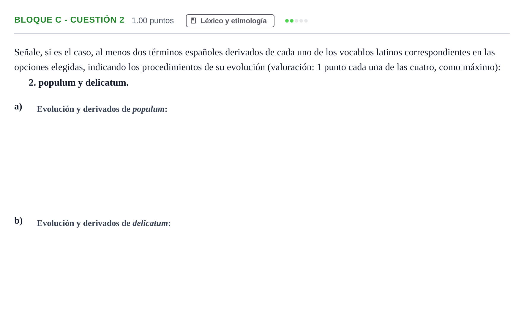 Enunciado: Bloque C - Cuestión 2 · Latín II PAU Andalucía Extraordinaria Titular 2024