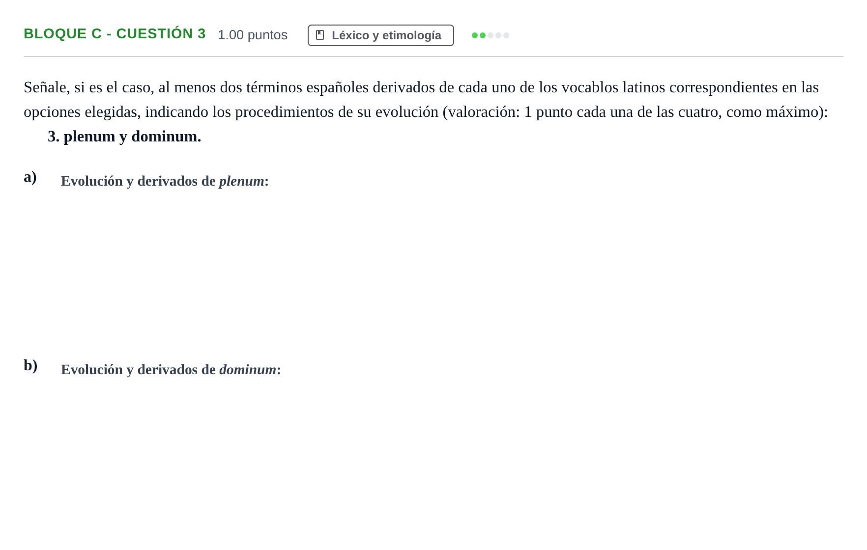 Enunciado: Bloque C - Cuestión 3 · Latín II PAU Andalucía Extraordinaria Titular 2024