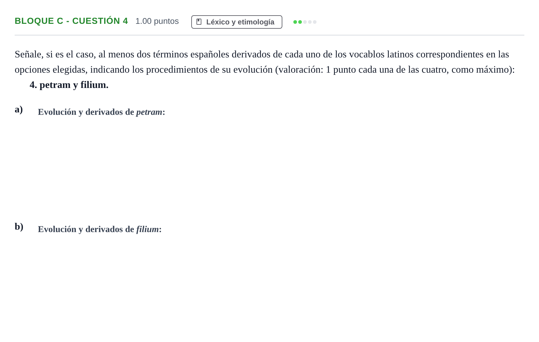 Enunciado: Bloque C - Cuestión 4 · Latín II PAU Andalucía Extraordinaria Titular 2024