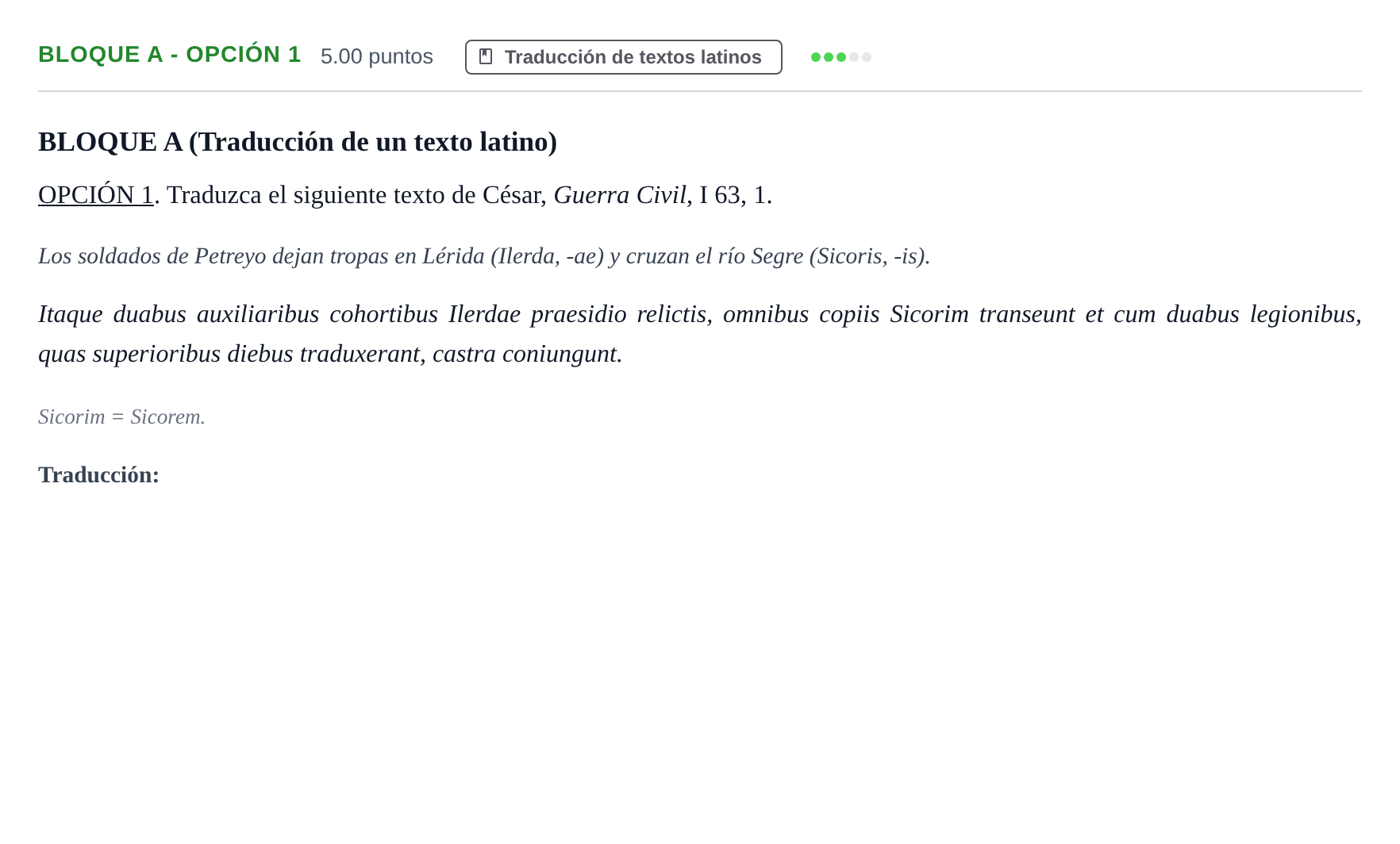Enunciado: Bloque A - Opción 1 · Latín II PAU Andalucía Ordinaria Reserva 2024