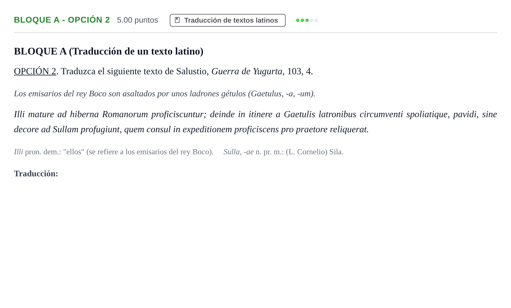 Enunciado: Bloque A - Opción 2 · Latín II PAU Andalucía Ordinaria Reserva 2024