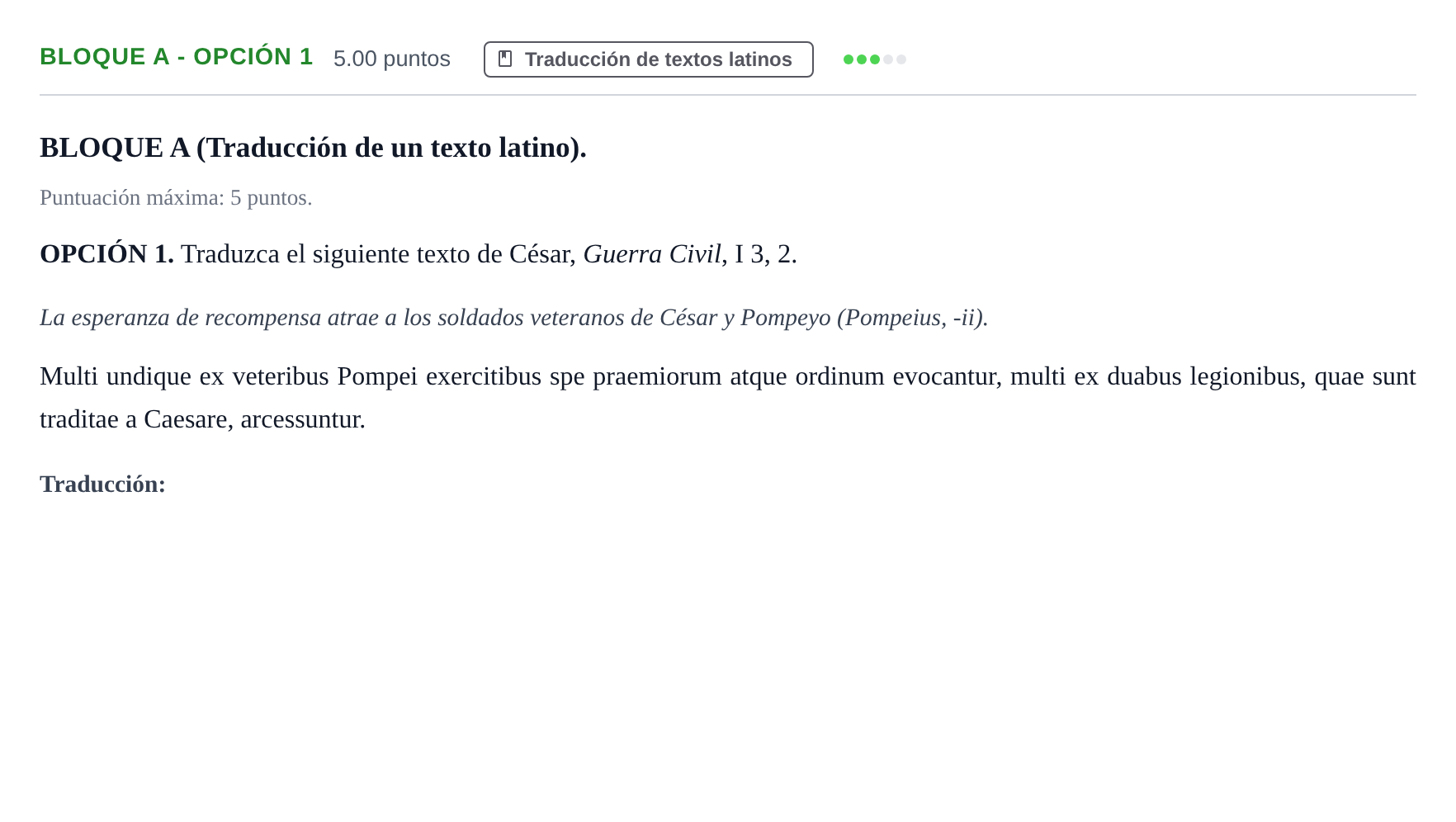 Enunciado: Bloque A - Opción 1 · Latín II PAU Andalucía Ordinaria Suplente 2024