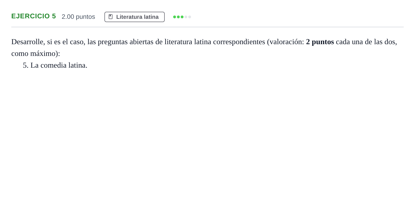 Enunciado: Problema 5 · Latín II PAU Andalucía Ordinaria Titular 2024