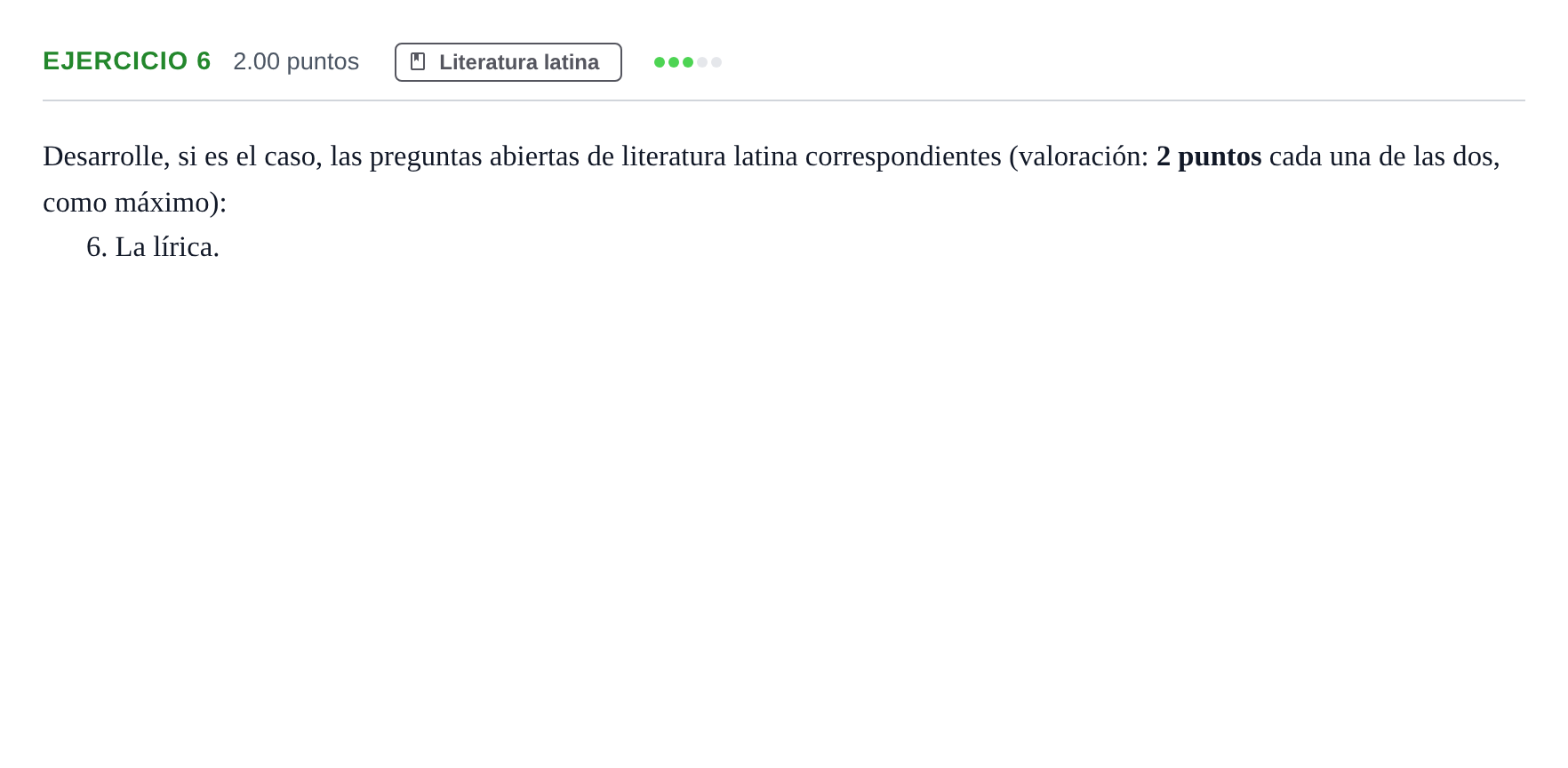 Enunciado: Problema 6 · Latín II PAU Andalucía Ordinaria Titular 2024