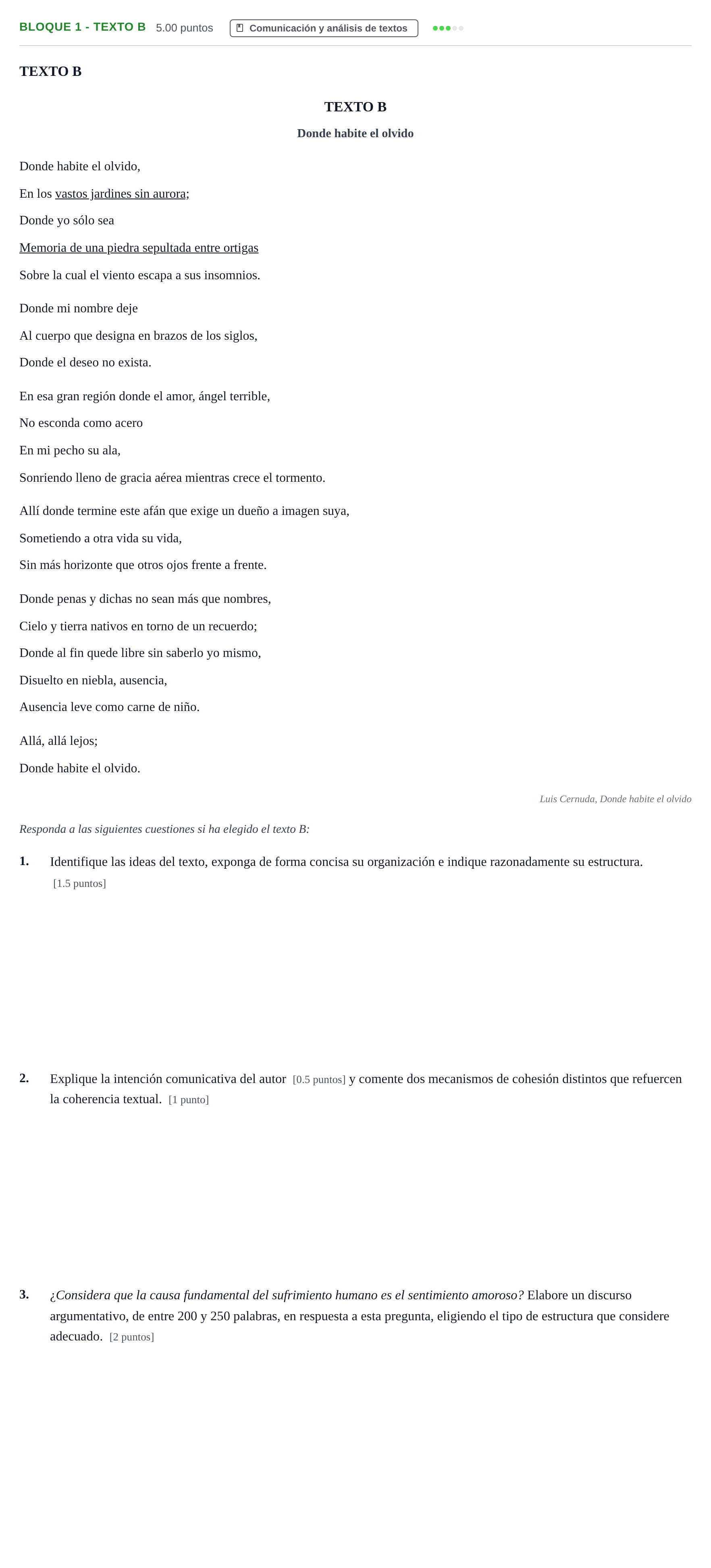 Enunciado: Bloque 1 - Texto B · Lengua Castellana y Literatura II PAU Andalucía Extraordinaria Reserva 2024