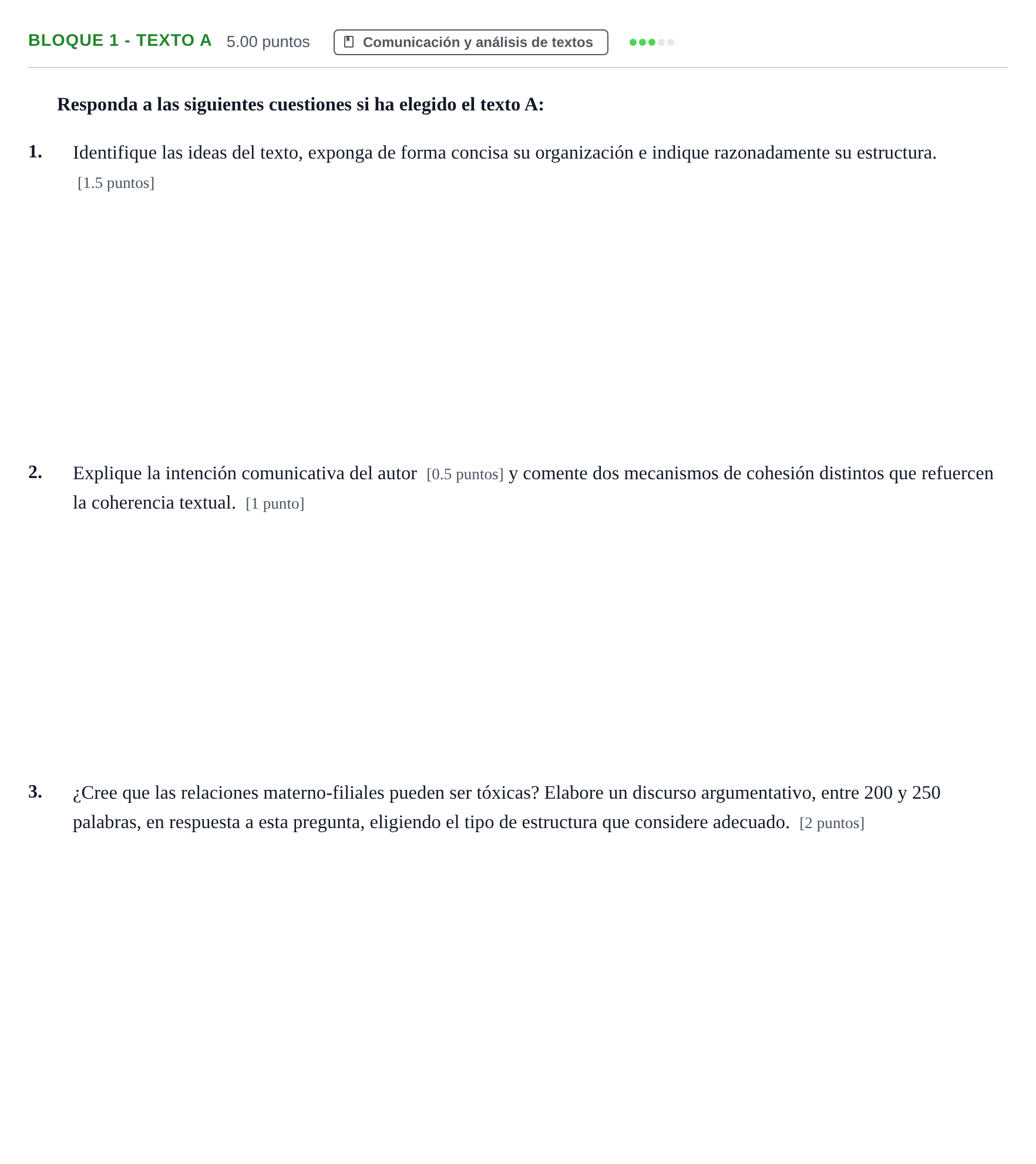 Enunciado: Bloque 1 - Texto A · Lengua Castellana y Literatura II PAU Andalucía Extraordinaria Suplente 2024
