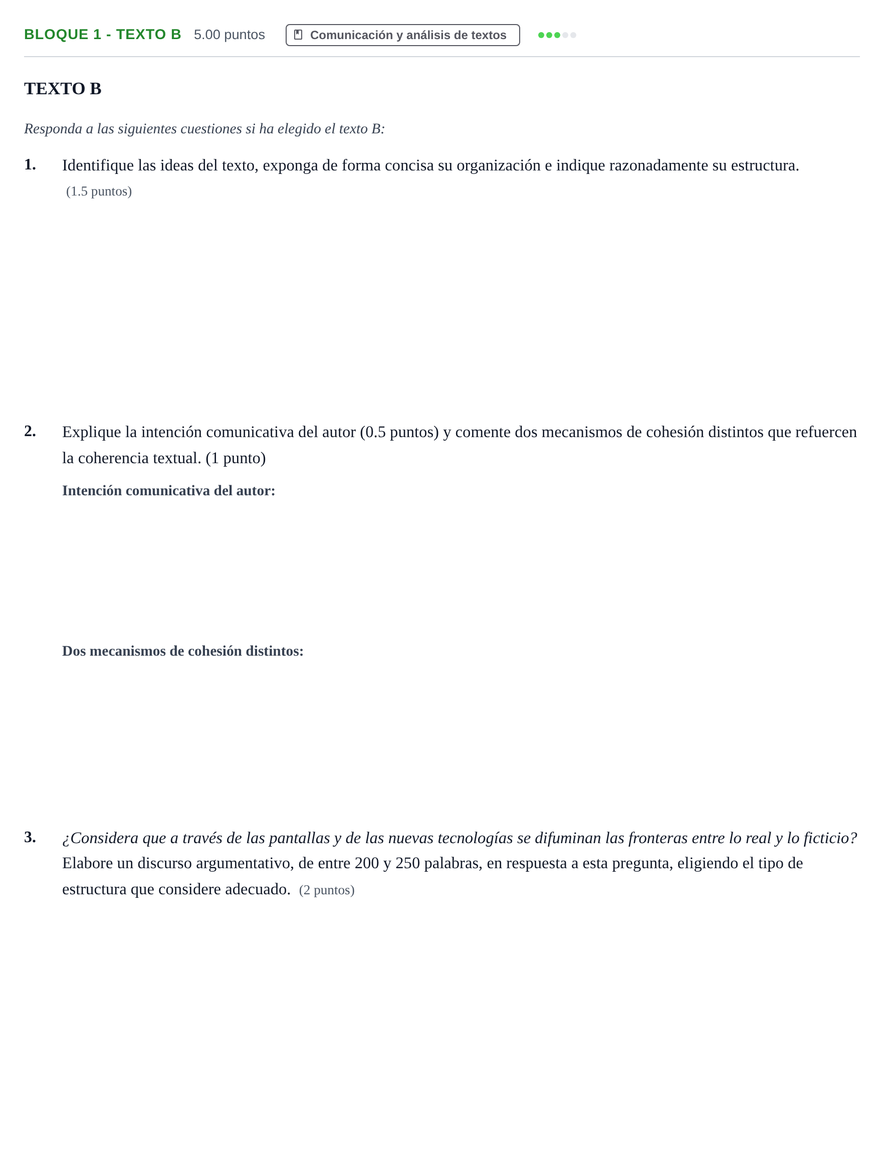 Enunciado: Bloque 1 - Texto B · Lengua Castellana y Literatura II PAU Andalucía Extraordinaria Suplente 2024