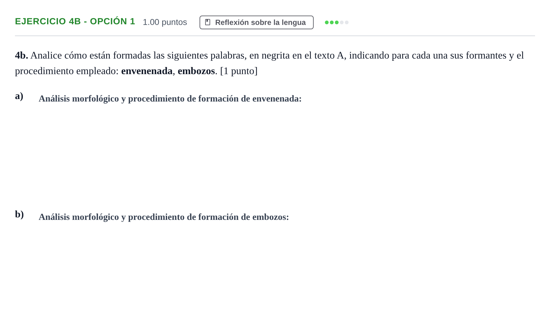 Enunciado: Ejercicio 4b - Opción 1 · Lengua Castellana y Literatura II PAU Andalucía Extraordinaria Suplente 2024