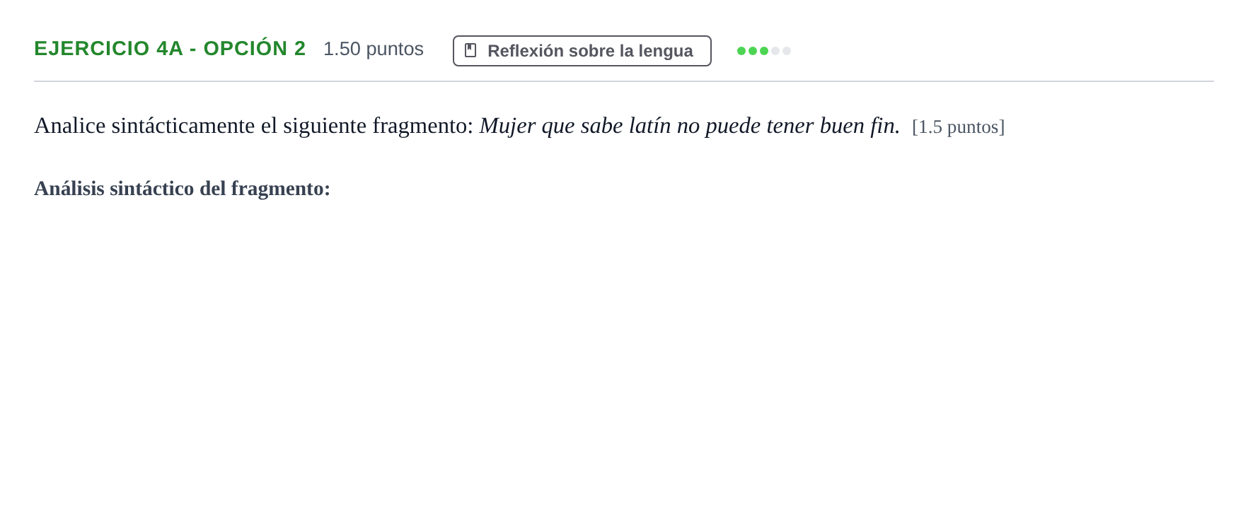 Enunciado: Ejercicio 4a - Opción 2 · Lengua Castellana y Literatura II PAU Andalucía Extraordinaria Titular 2024